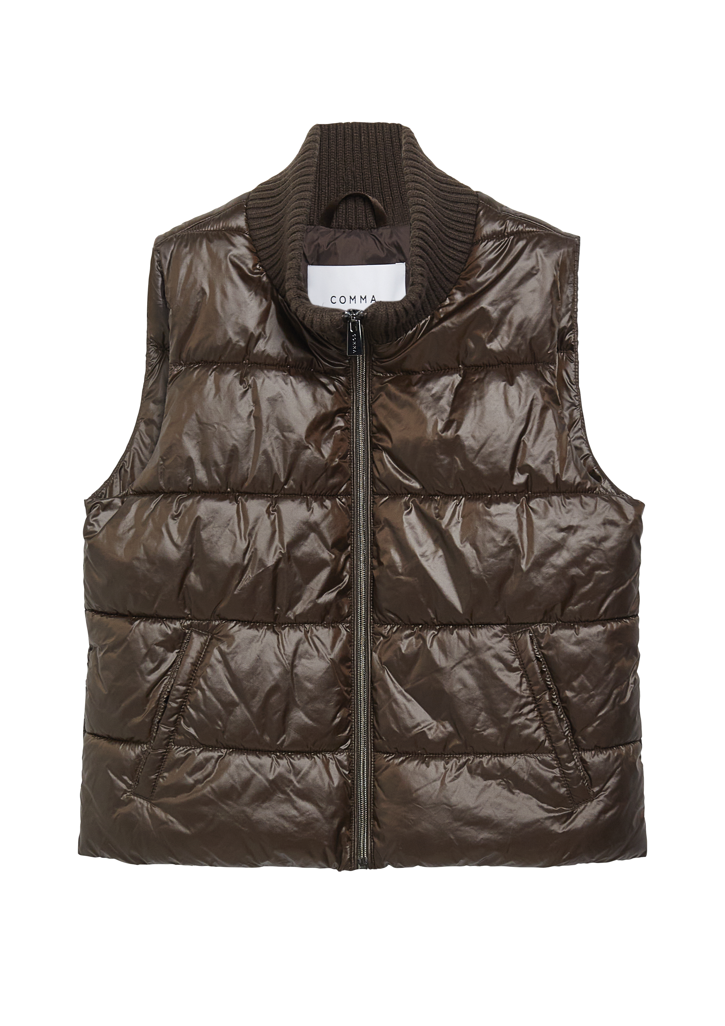 Gevoerde vest met gebreide kraag