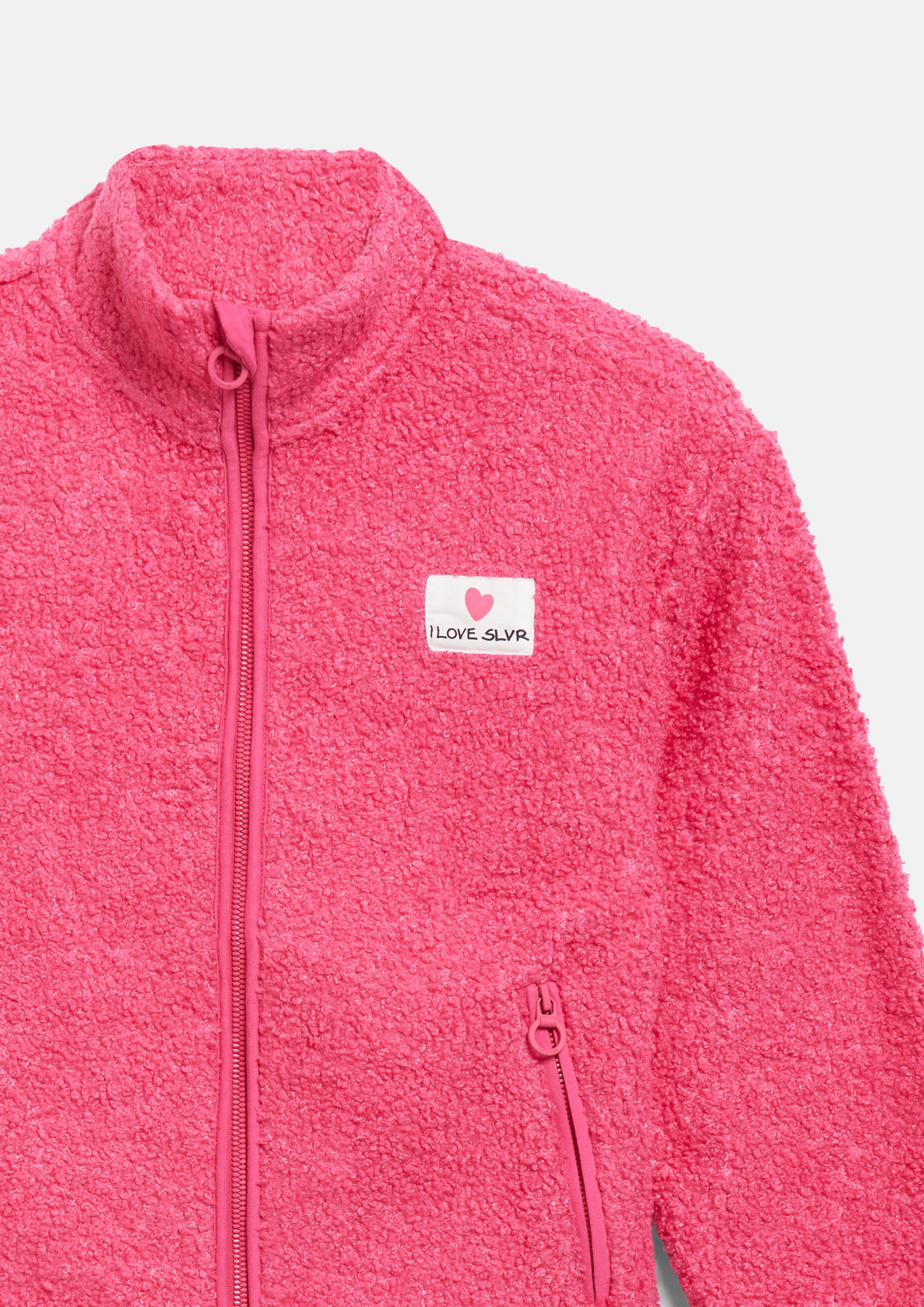 Kinder Teddyjacke mit Stehkragen und Fleece-Innenseite in pink von s.Oliver