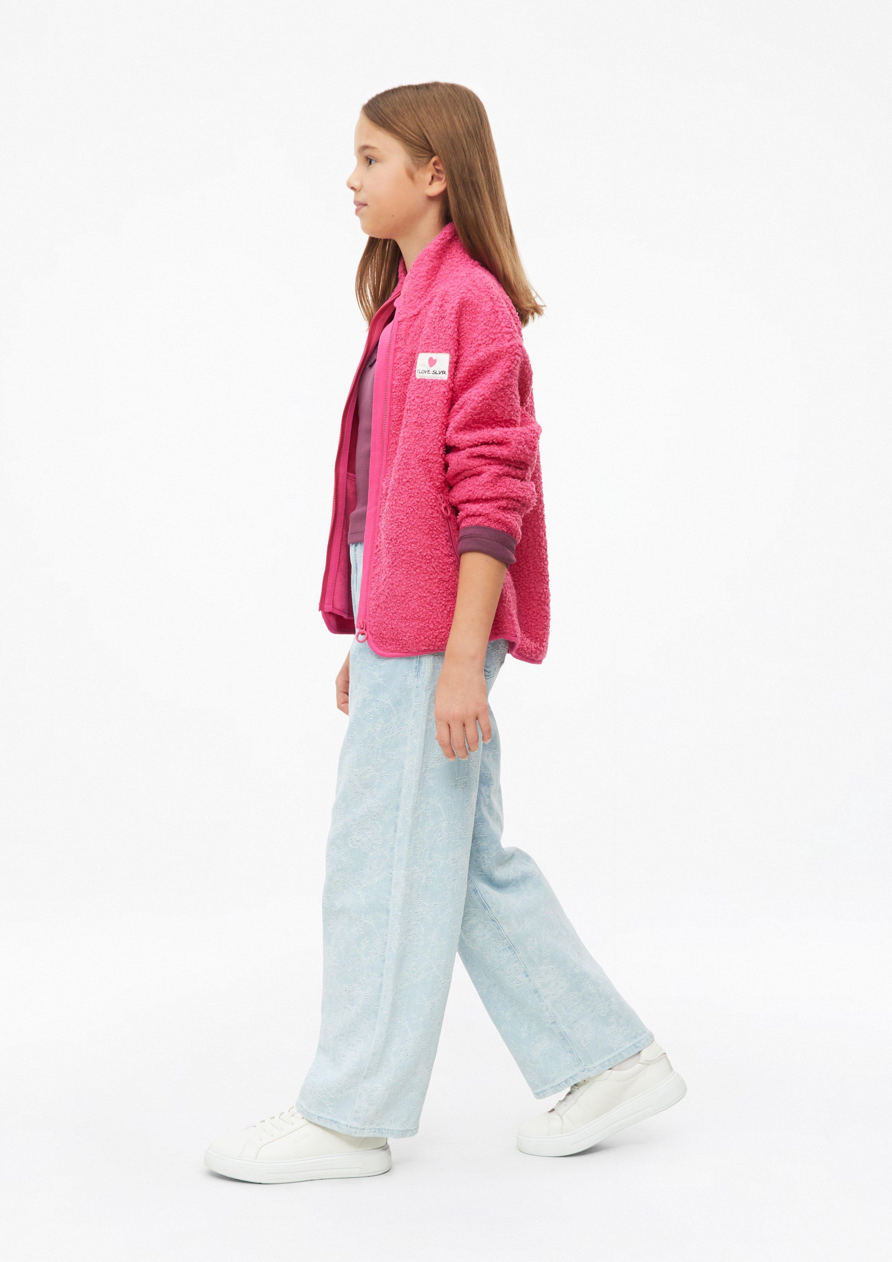 Kinder Teddyjacke mit Stehkragen und Fleece-Innenseite in pink von s.Oliver