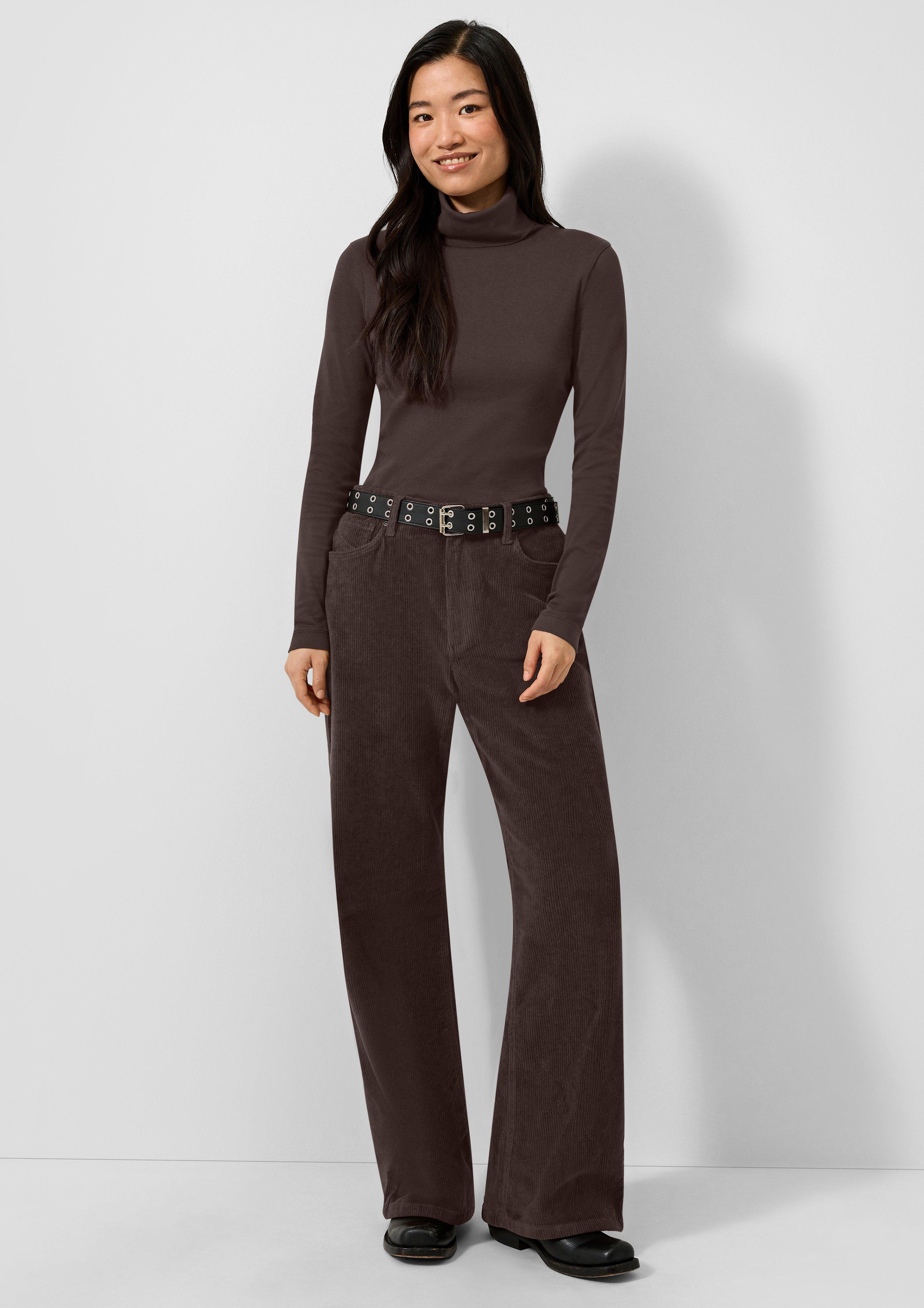 Damen Cordhose mit Wide Leg in dunkelbraun von QS