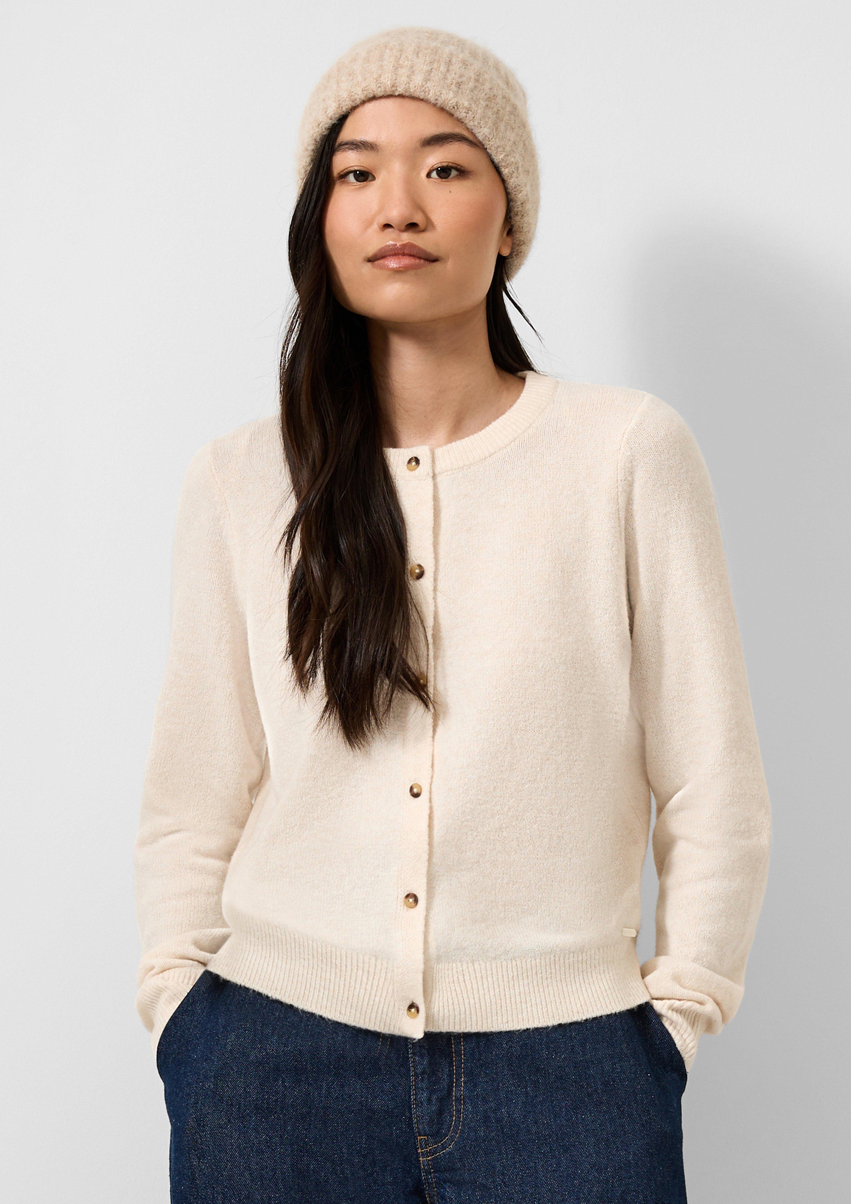 Femmes Veste en tricot en crème de QS