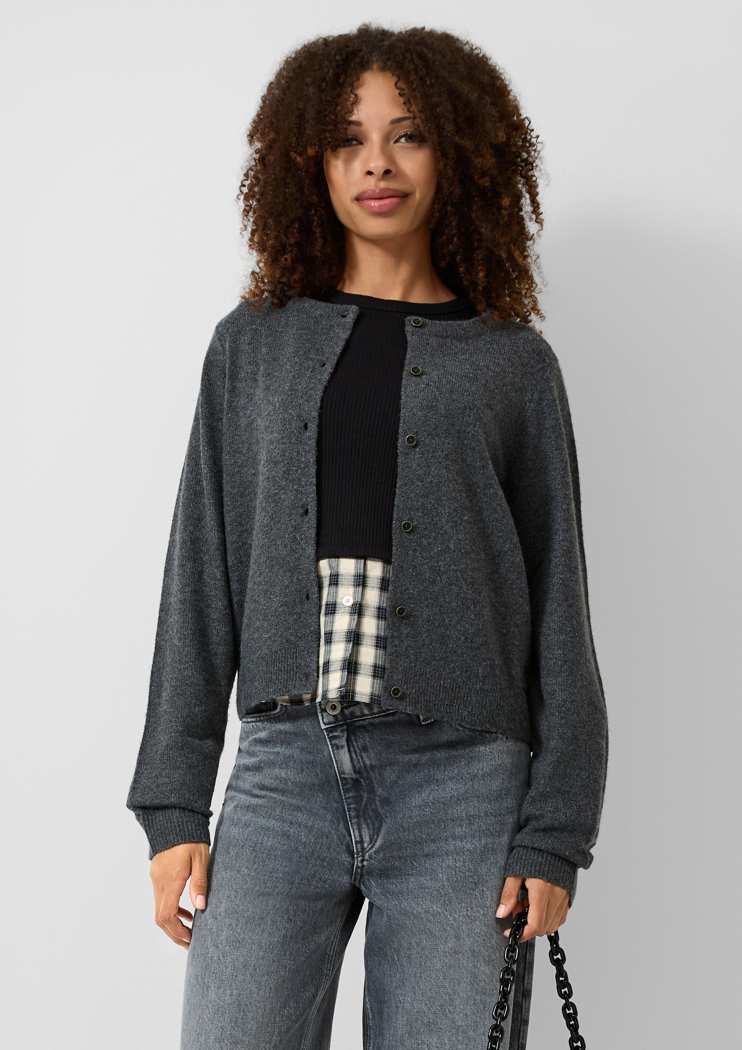 Femmes Veste en tricot en gris de QS