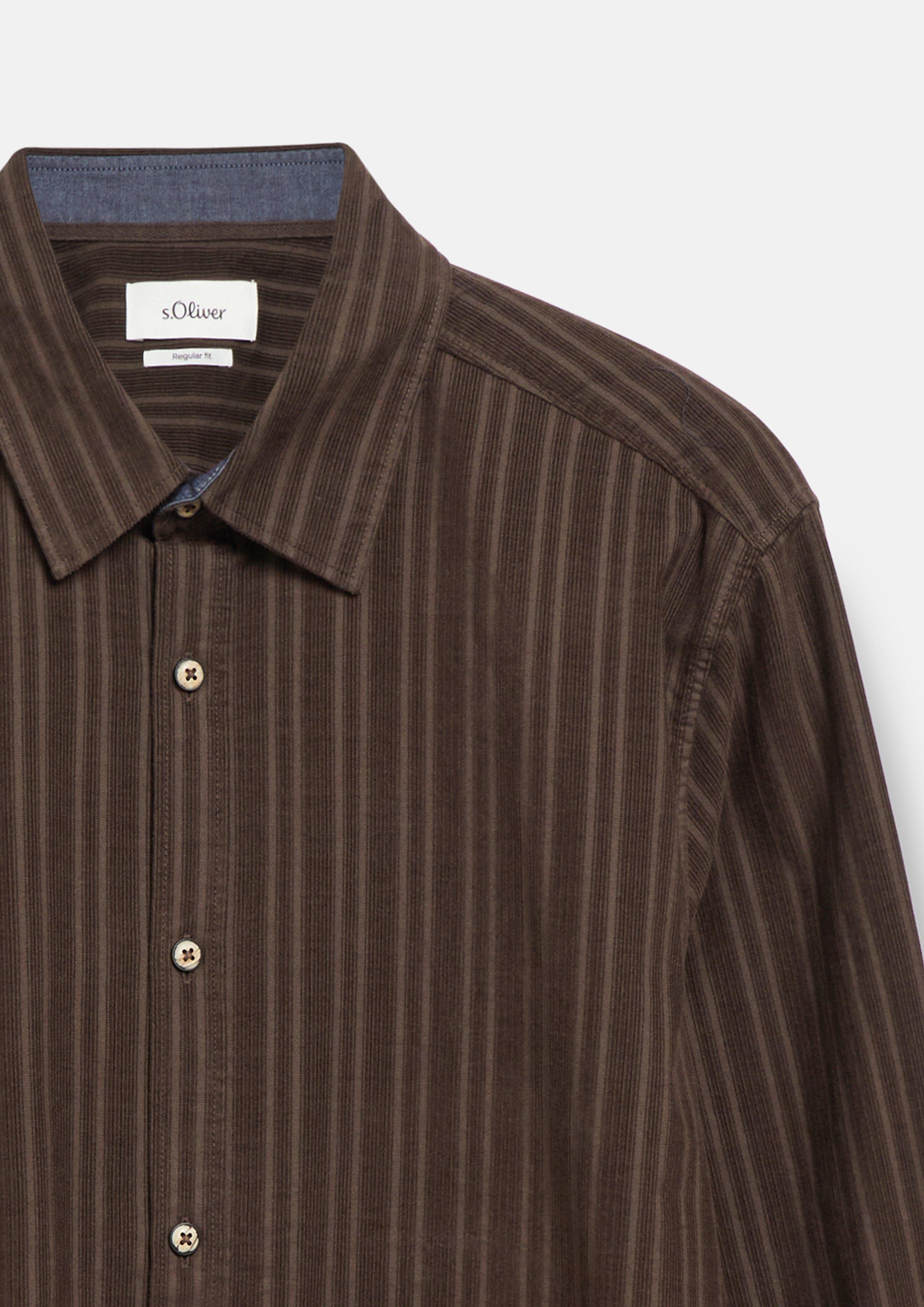 Herren Regular Fit: Cord-Hemd mit Streifenstruktur in braun von s.Oliver