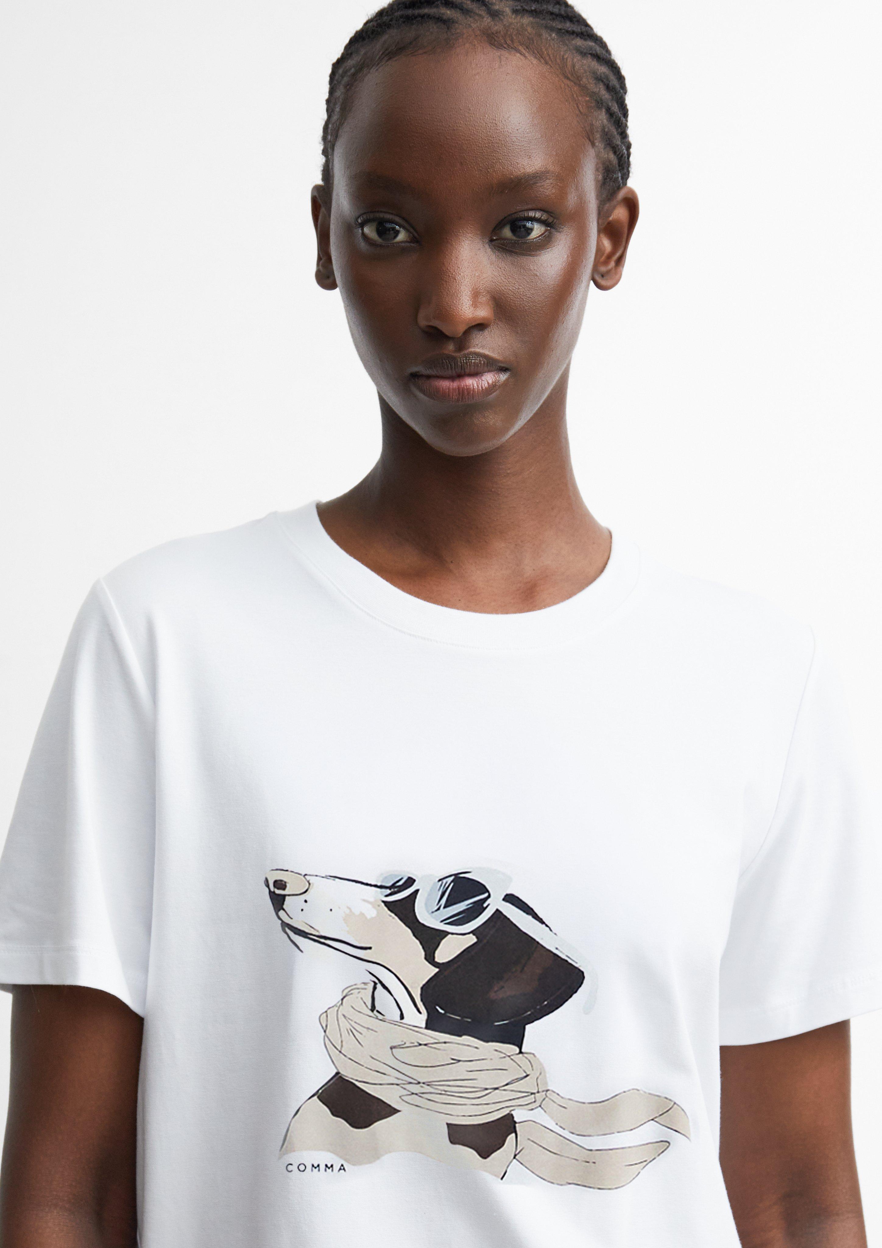 T-shirt with Artwork in white by COMMA