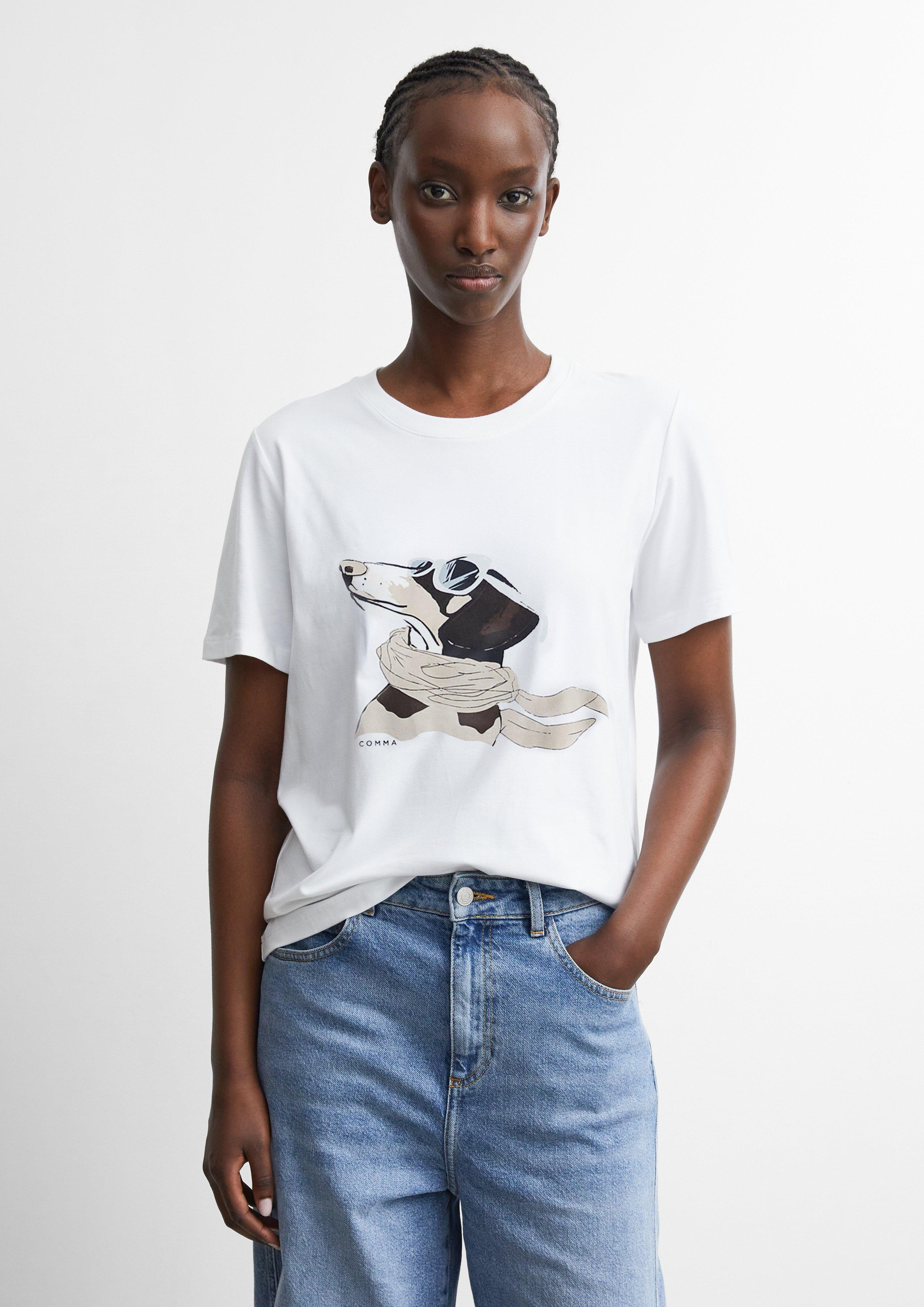 T-shirt avec illustration en blanc de COMMA