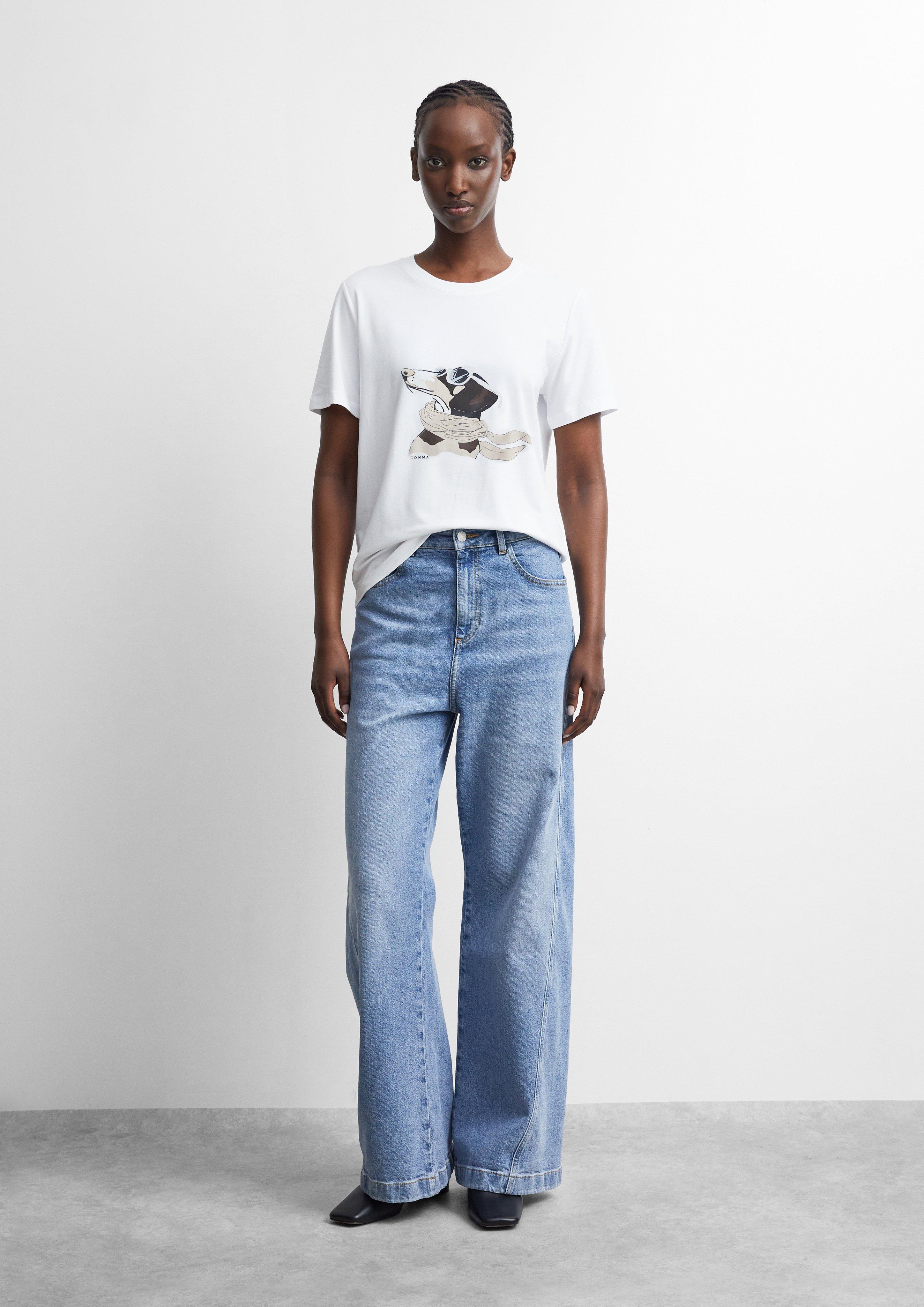 T-shirt with Artwork in white by COMMA