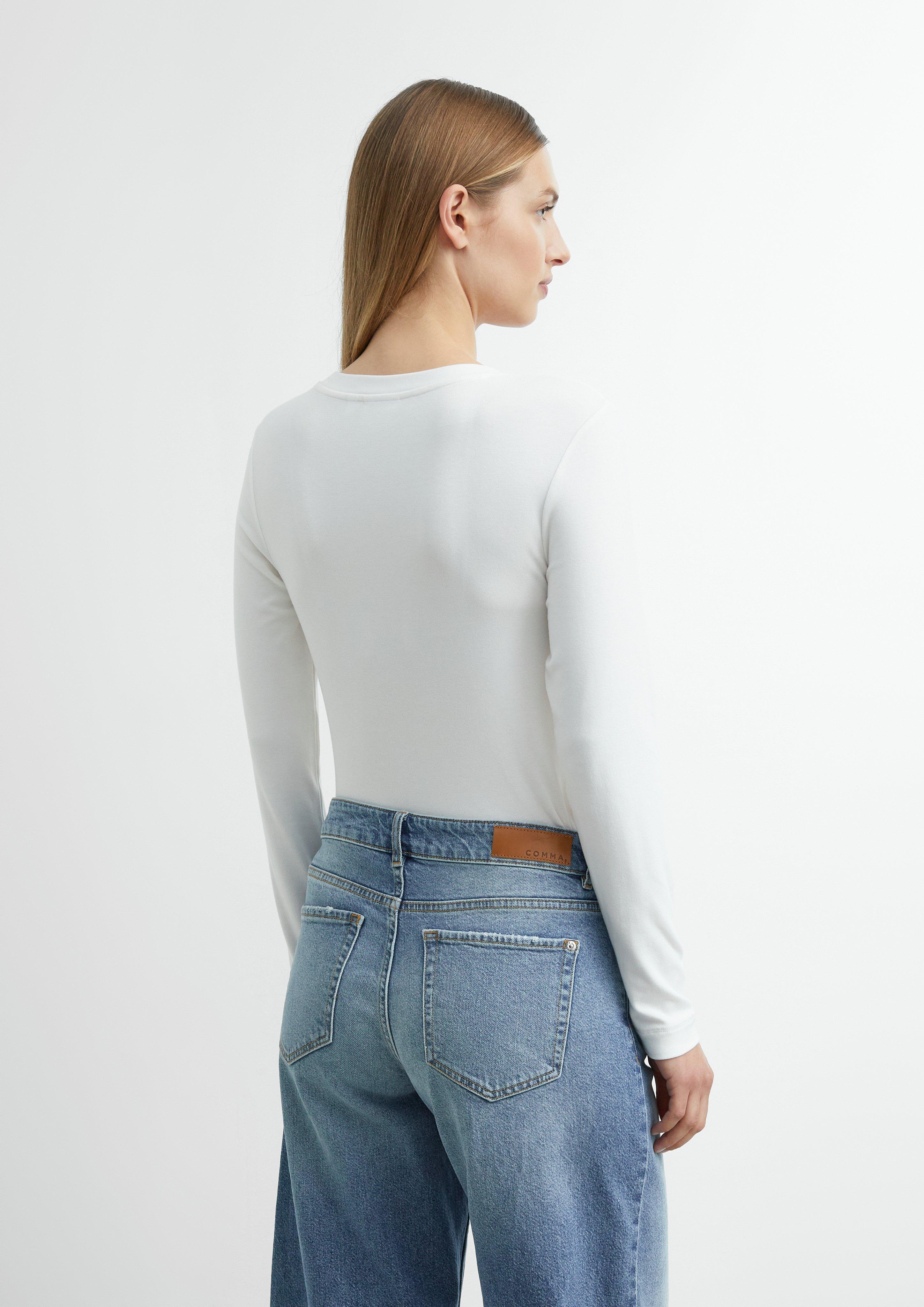 Long-sleeve shirt made of stretch viscose in white by COMMA