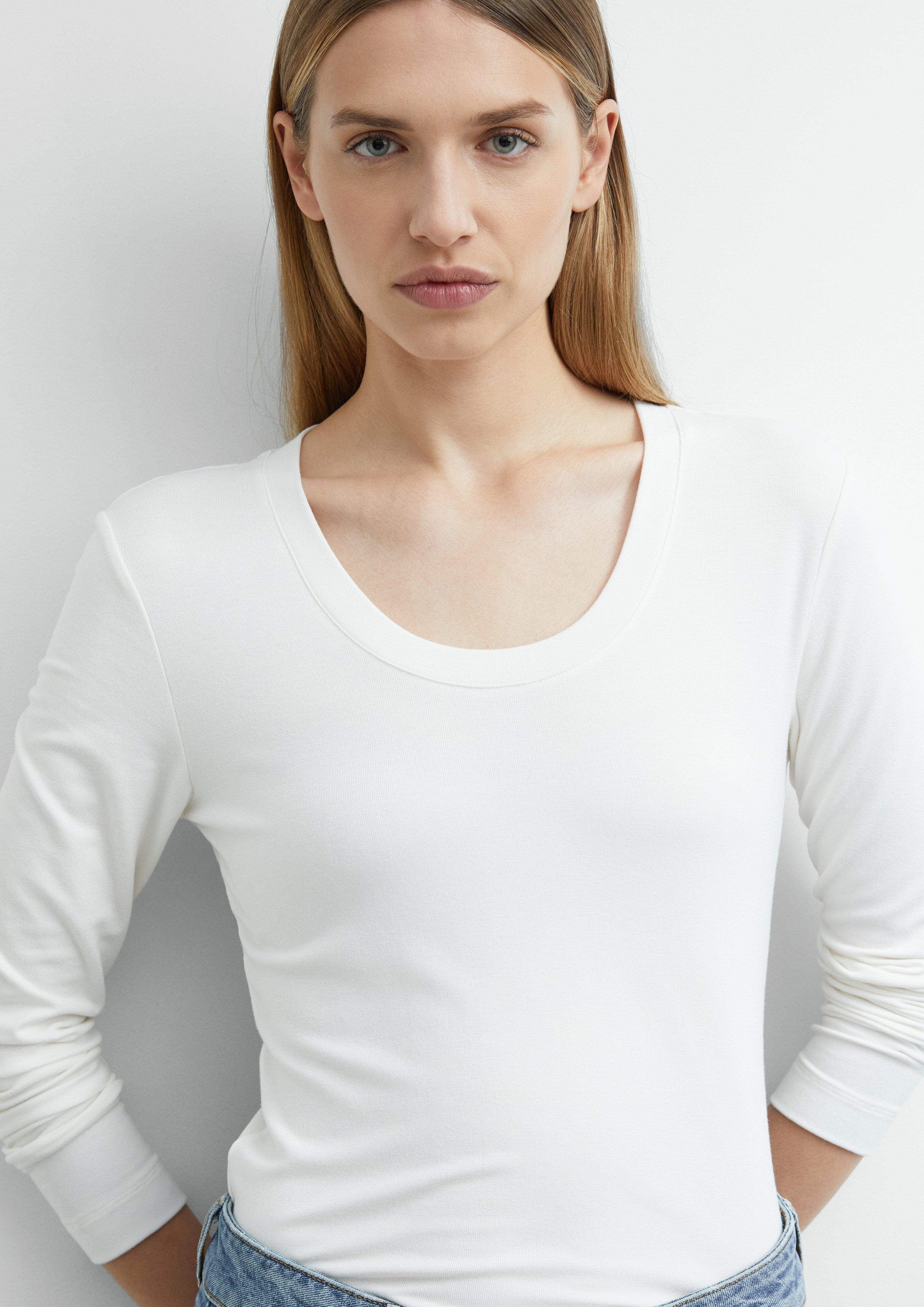 Long-sleeve shirt made of stretch viscose in white by COMMA