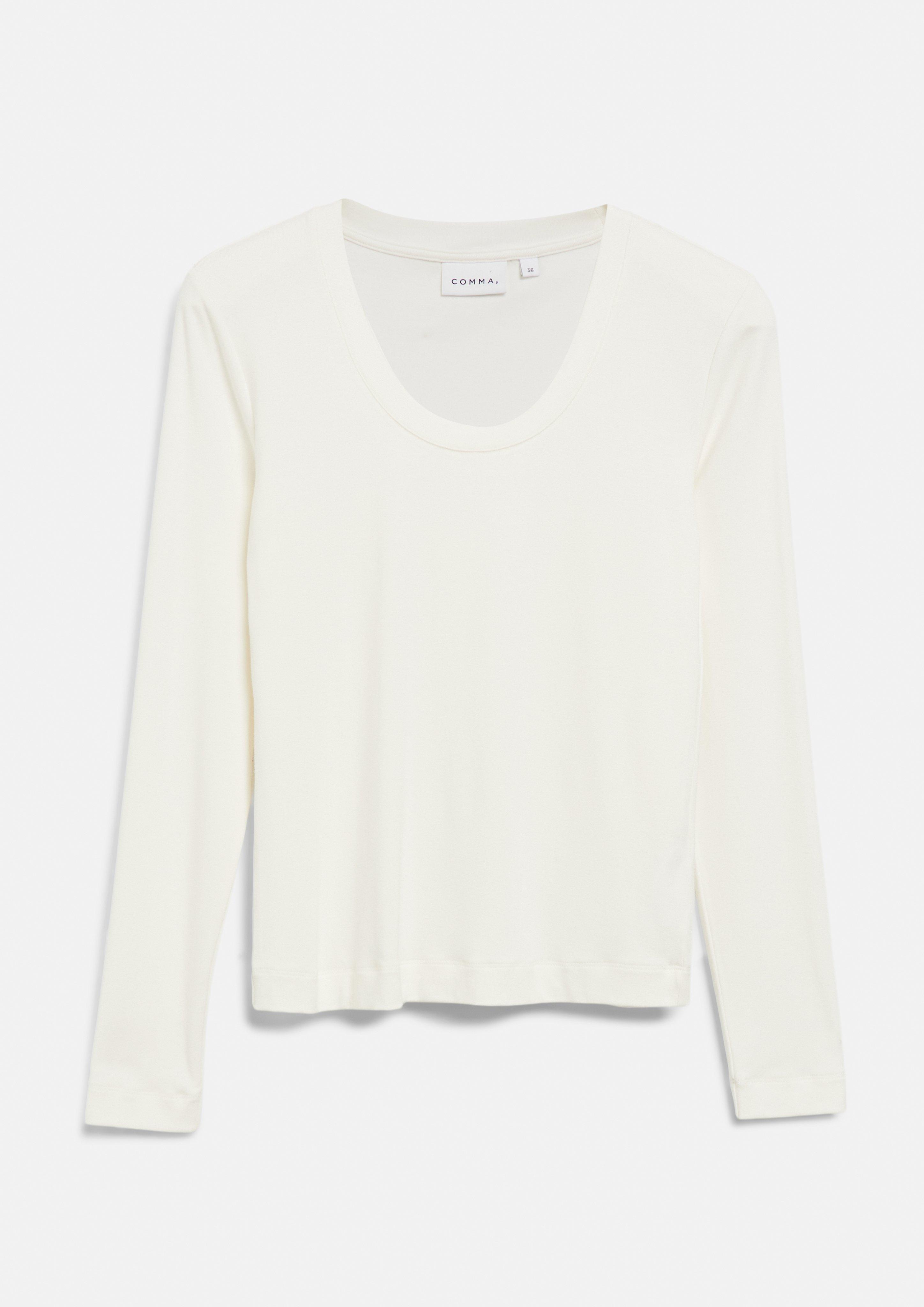 Long-sleeve shirt made of stretch viscose in white by COMMA