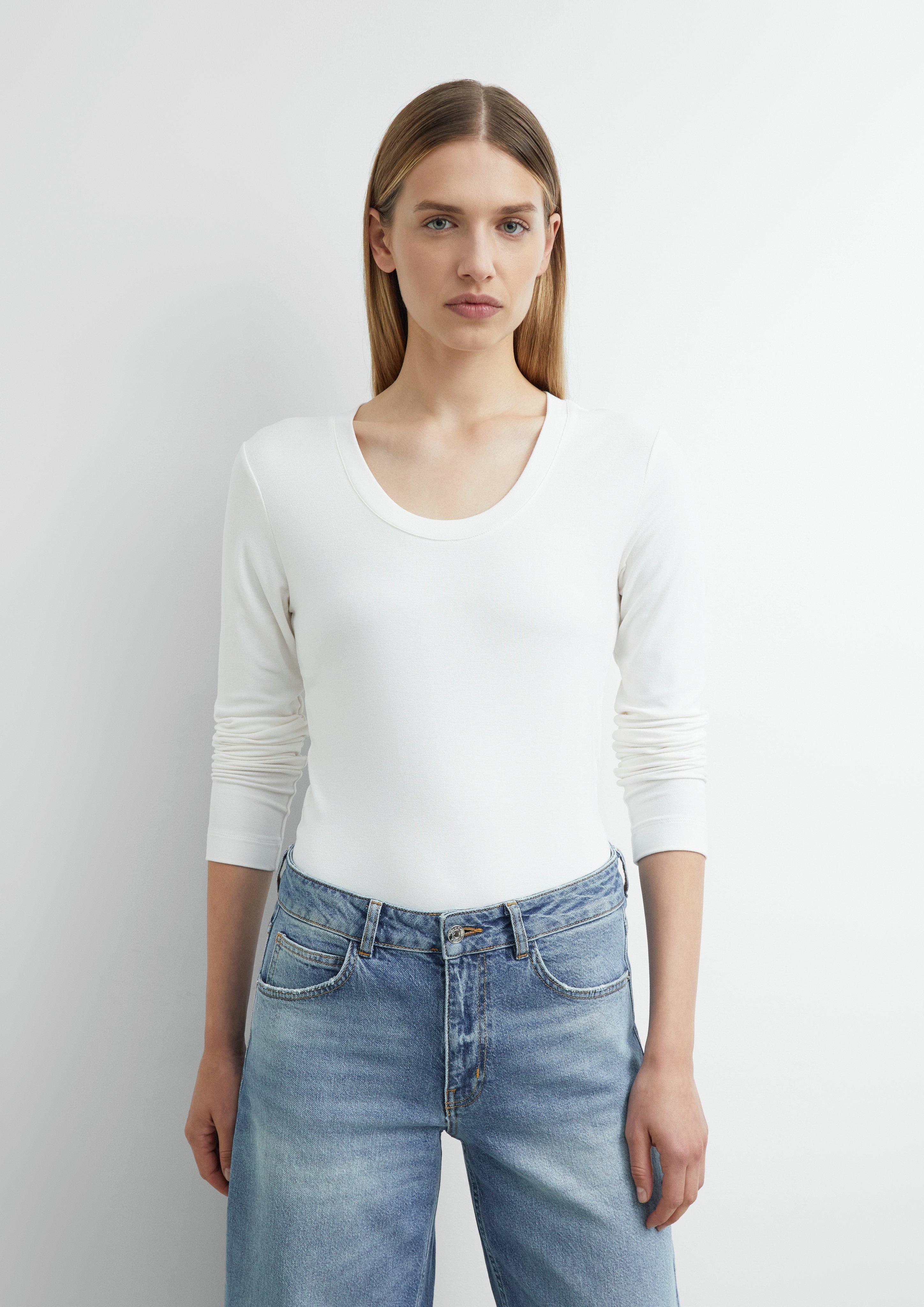 Long-sleeve shirt made of stretch viscose in white by COMMA