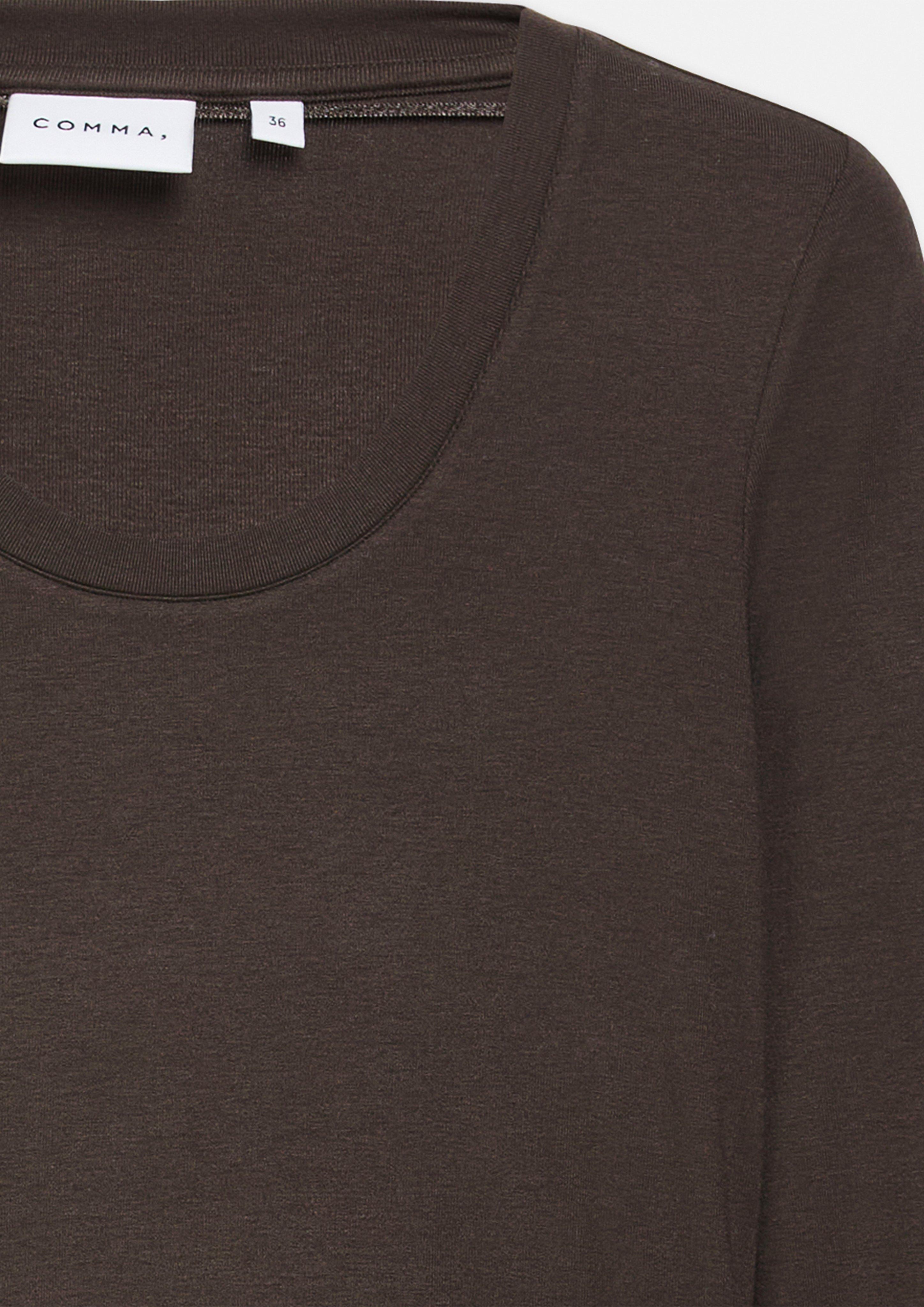 Longsleeve aus Viskosestretch in braun von COMMA