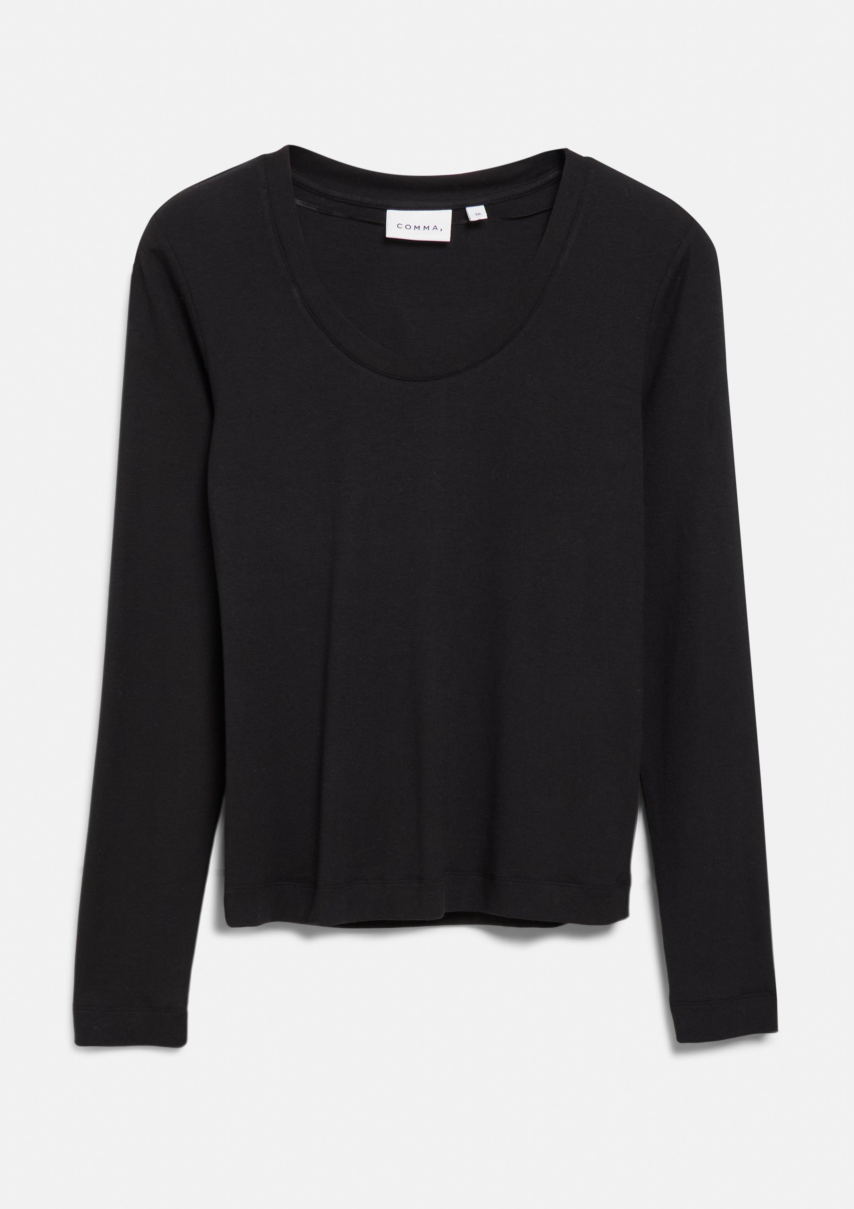 Long-sleeve shirt made of stretch viscose in black by COMMA