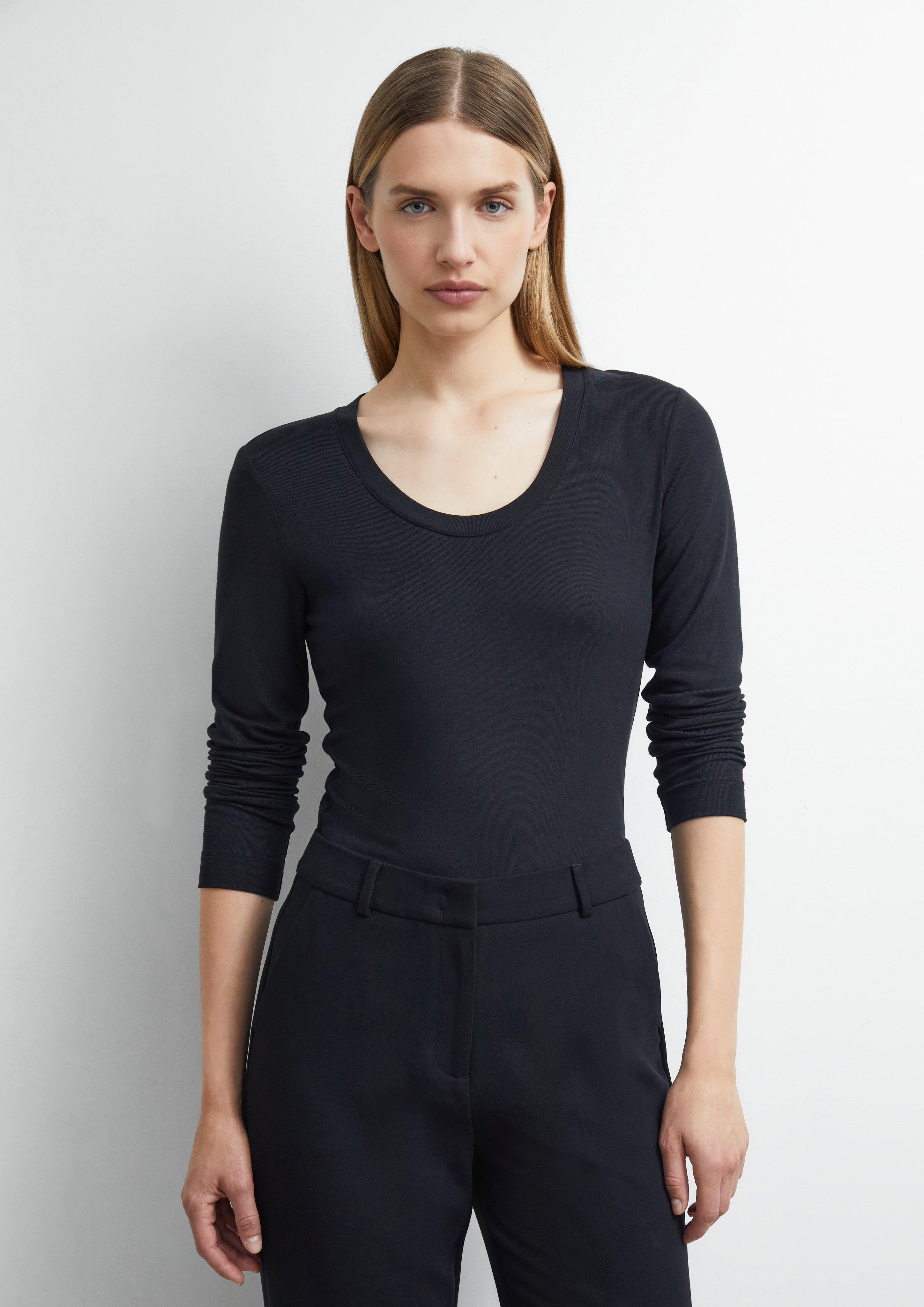Longsleeve aus Viskosestretch in schwarz von COMMA