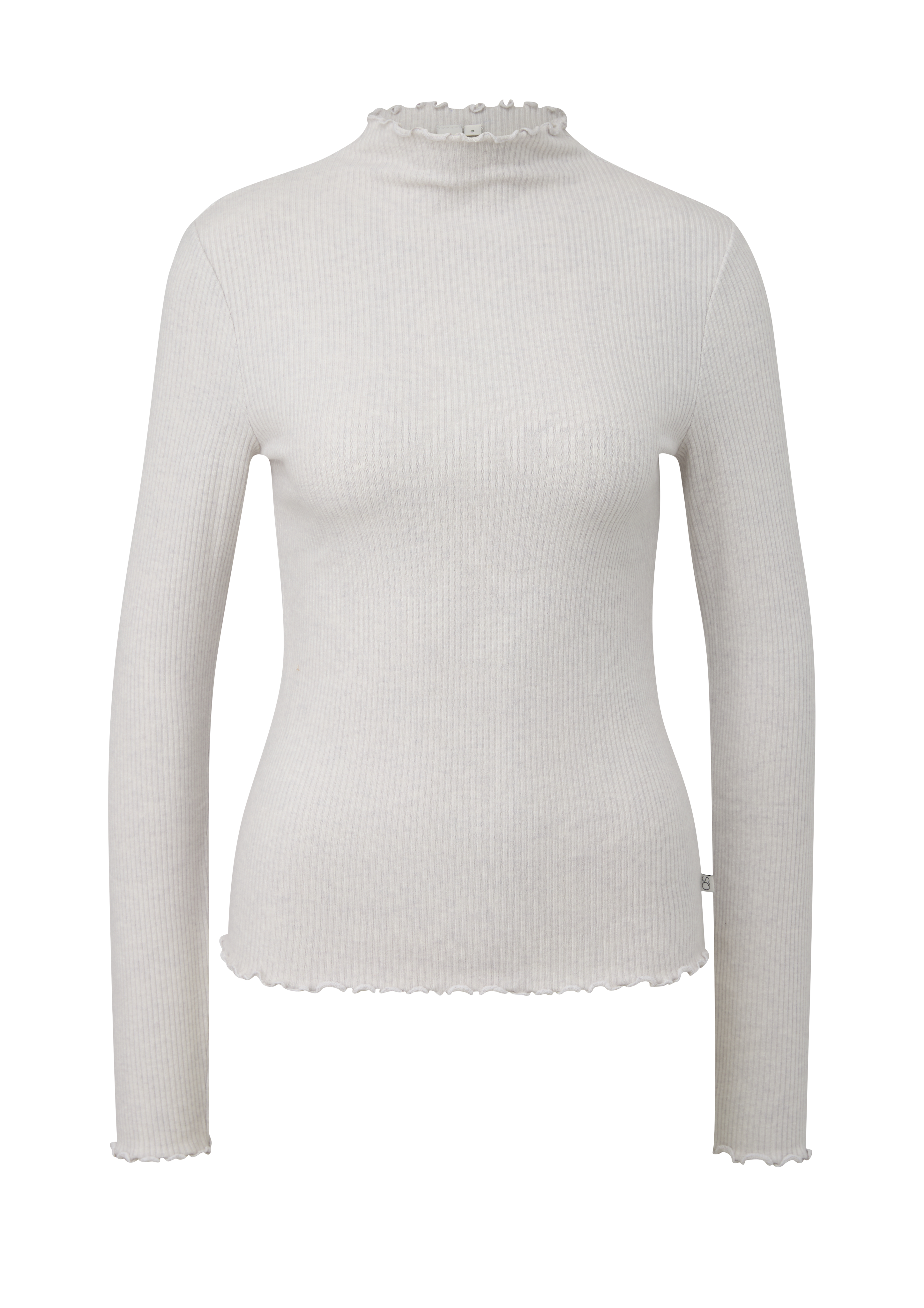 Geribbeld shirt met lange mouwen in gemêleerde look