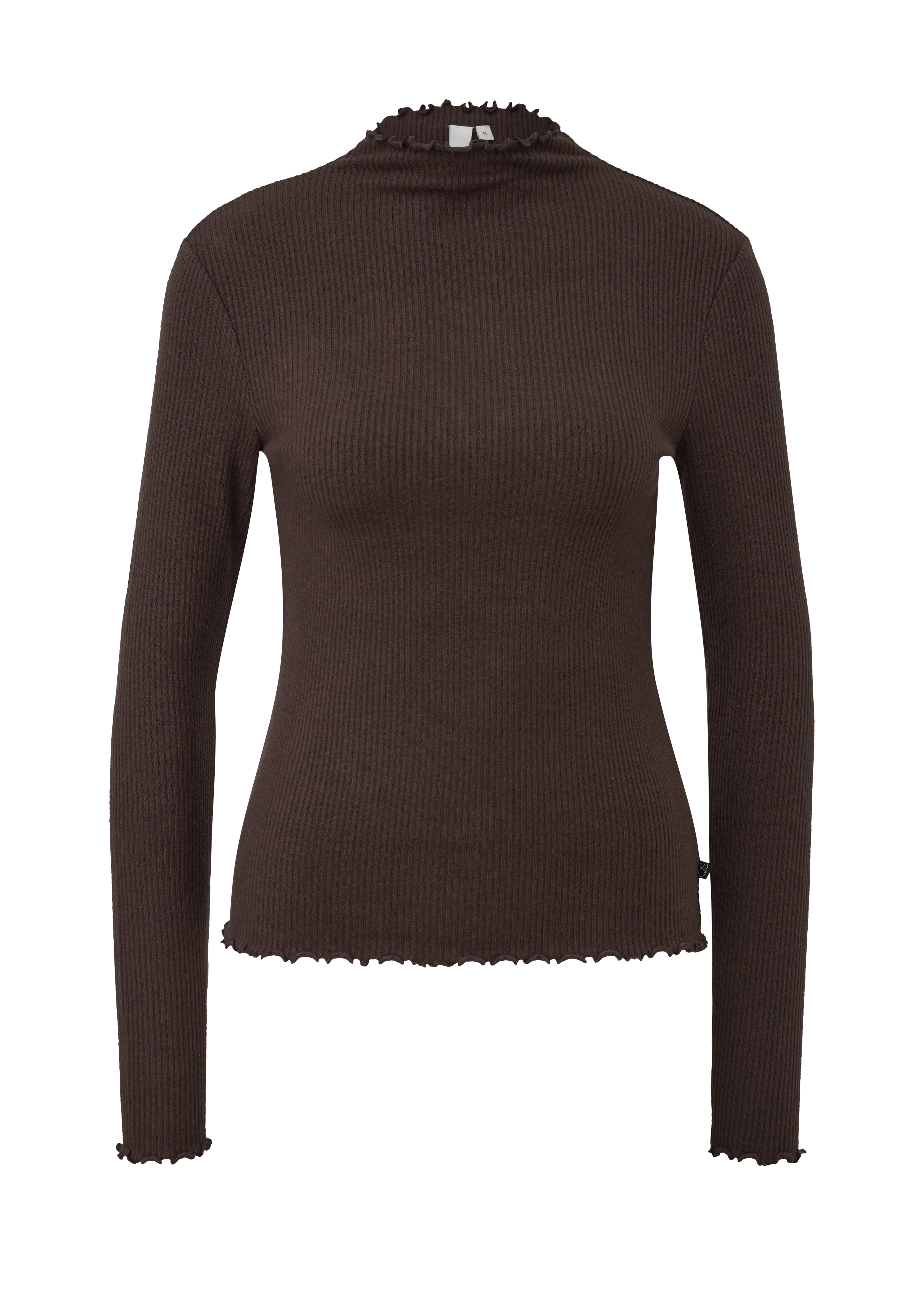 Geribbeld shirt met lange mouwen in gemêleerde look