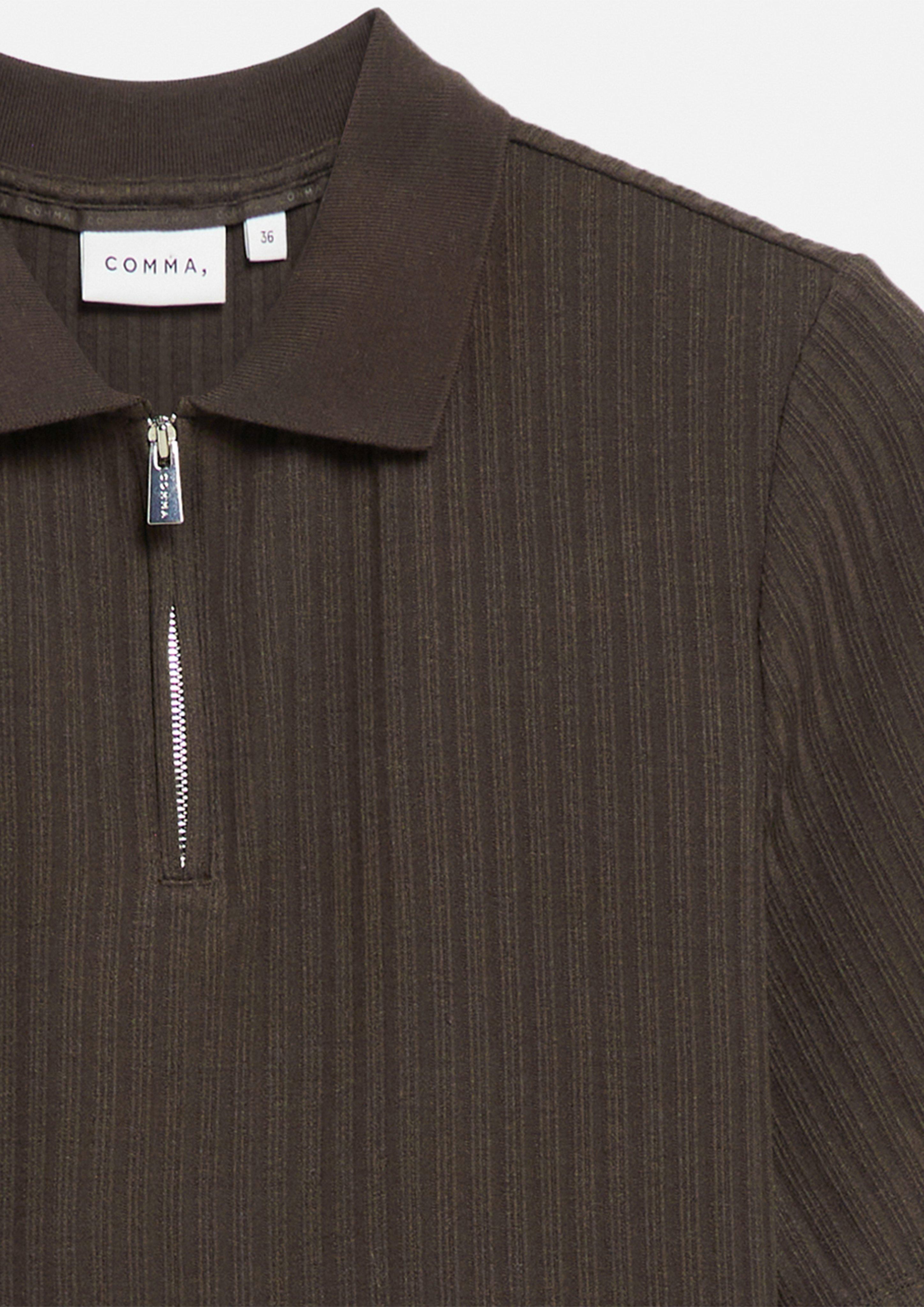 Poloshirt mit Zipper in braun von COMMA