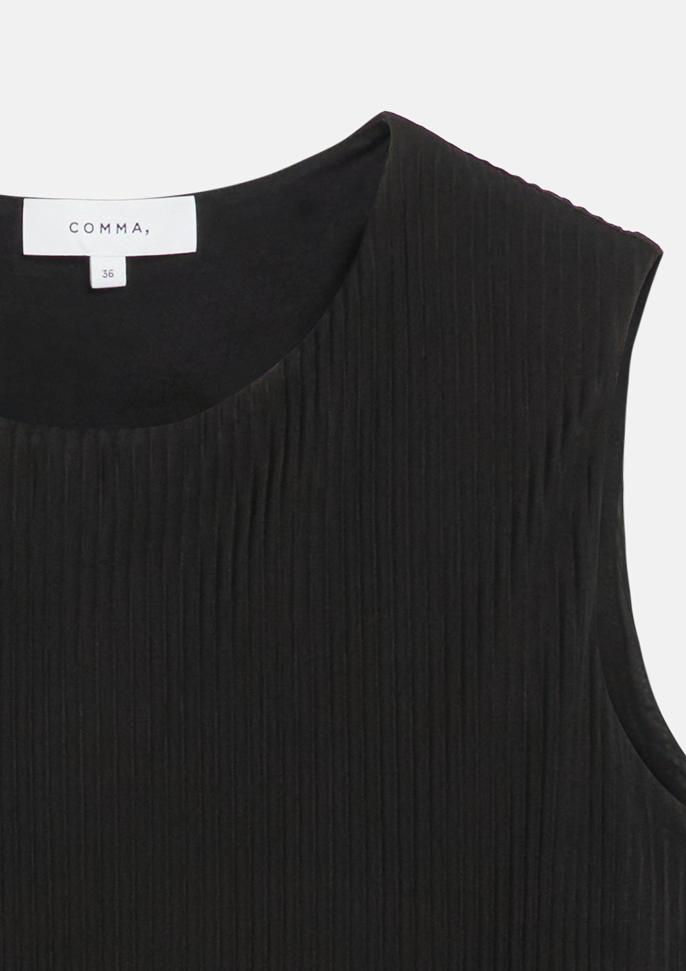 Plissiertes Mesh-Top in schwarz von COMMA