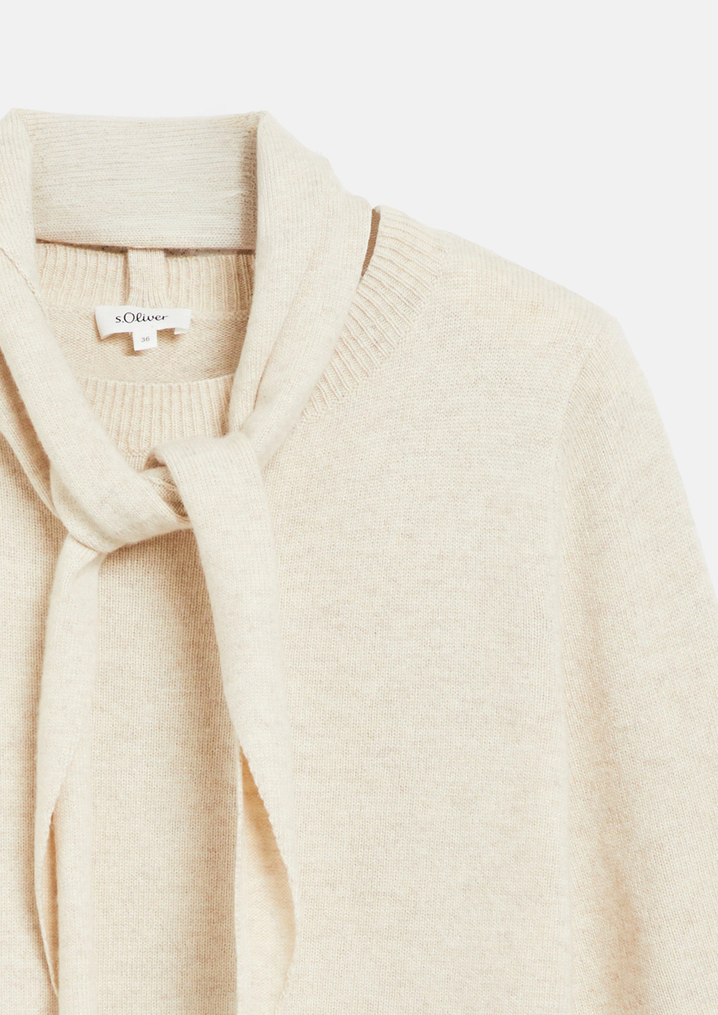 Femmes Pull en maille avec écharpe amovible en beige de s.Oliver