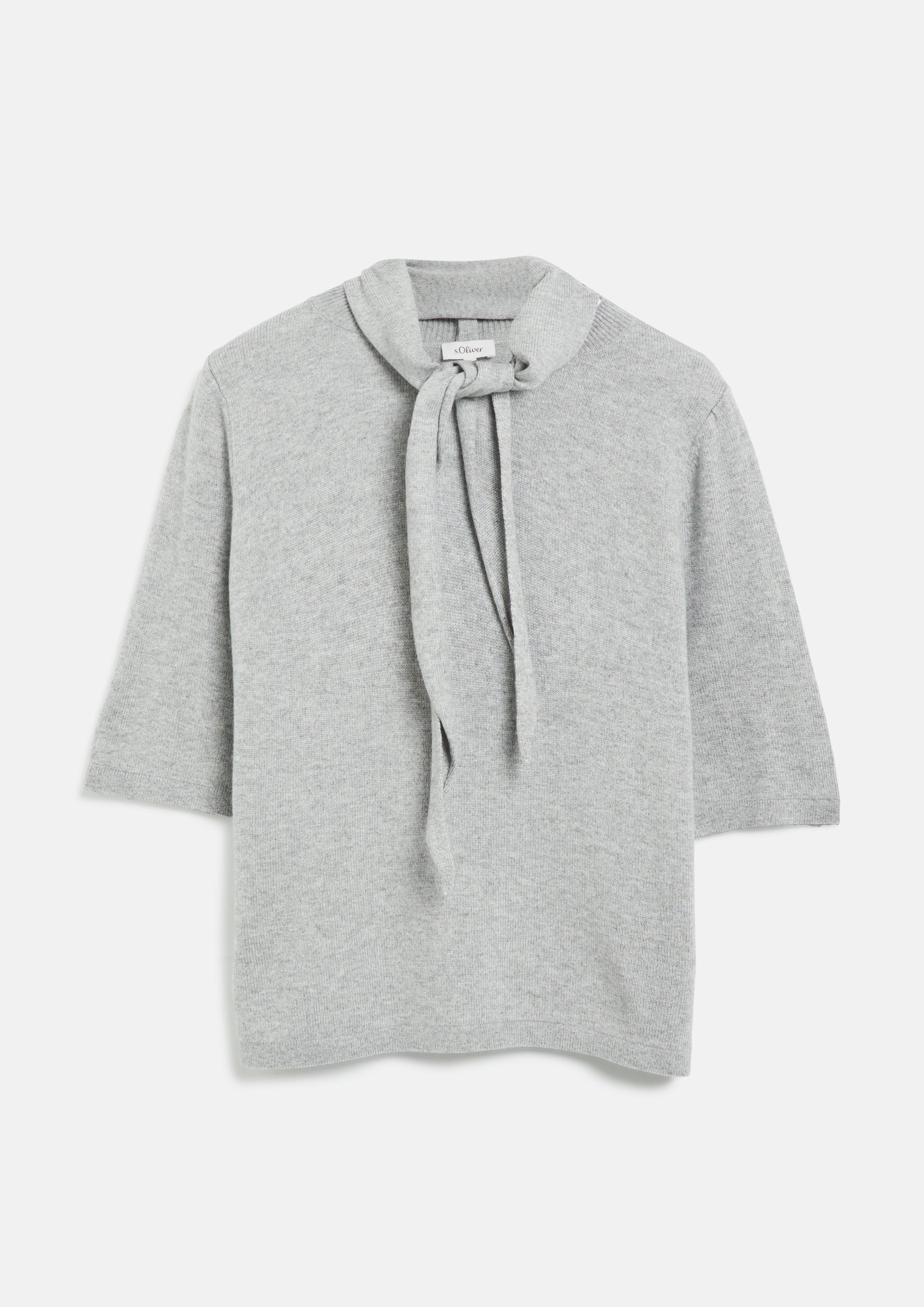 Damen Strickpullover mit abnehmbarem Schal in grau von s.Oliver