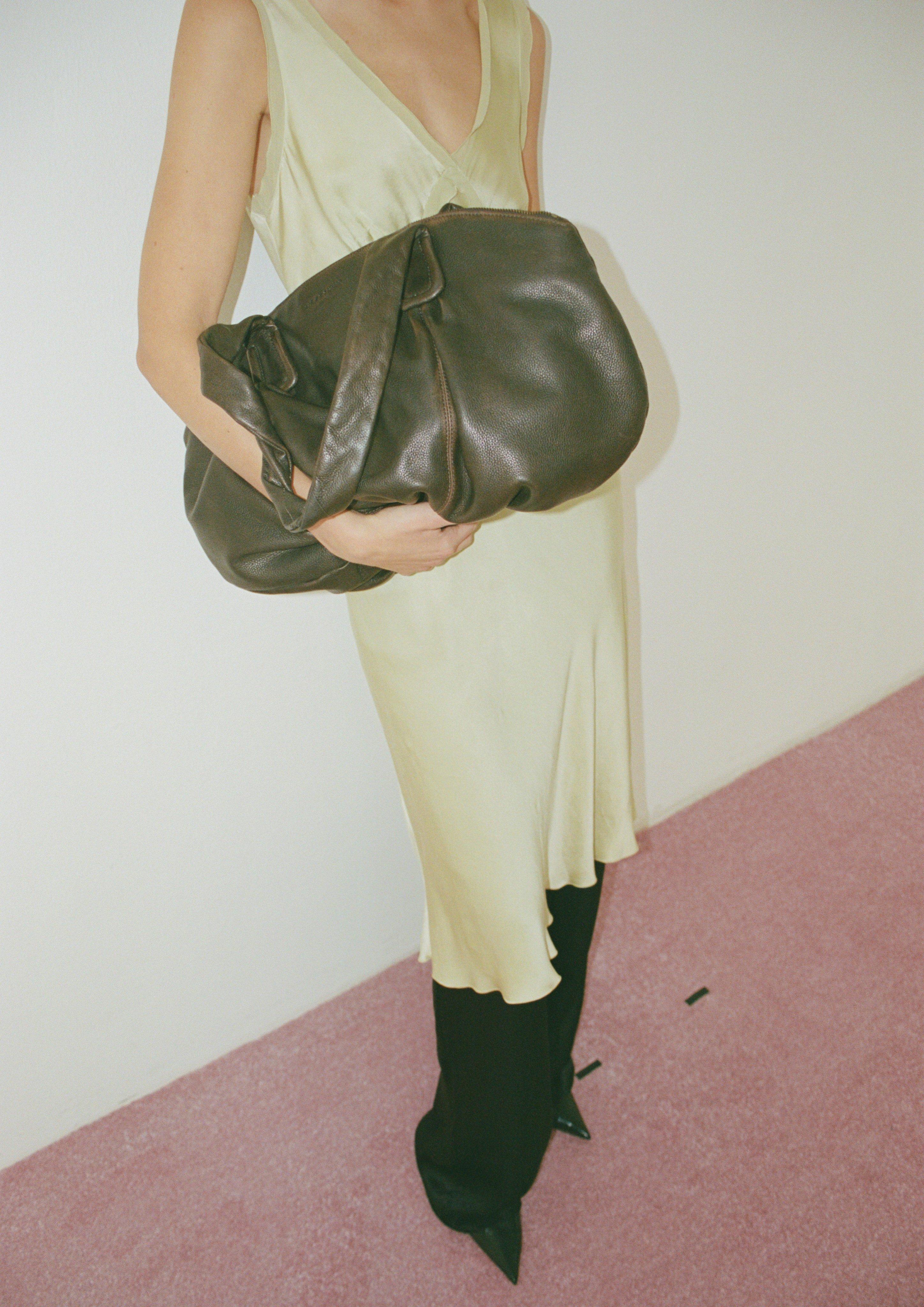 Spacious cowhide leather bag with a vintage look in dark brown by Liebeskind Berlin