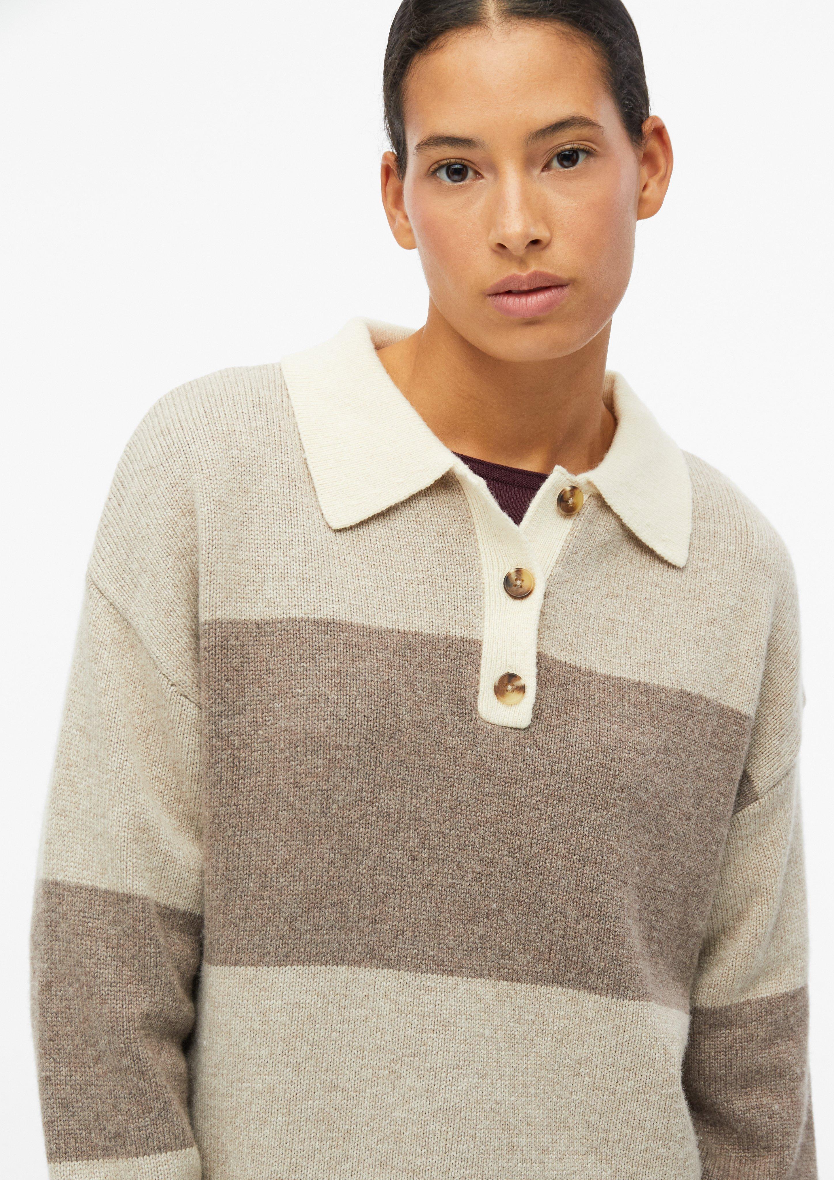 Women Knit Sweater with a Polo Collar in beige by s.Oliver