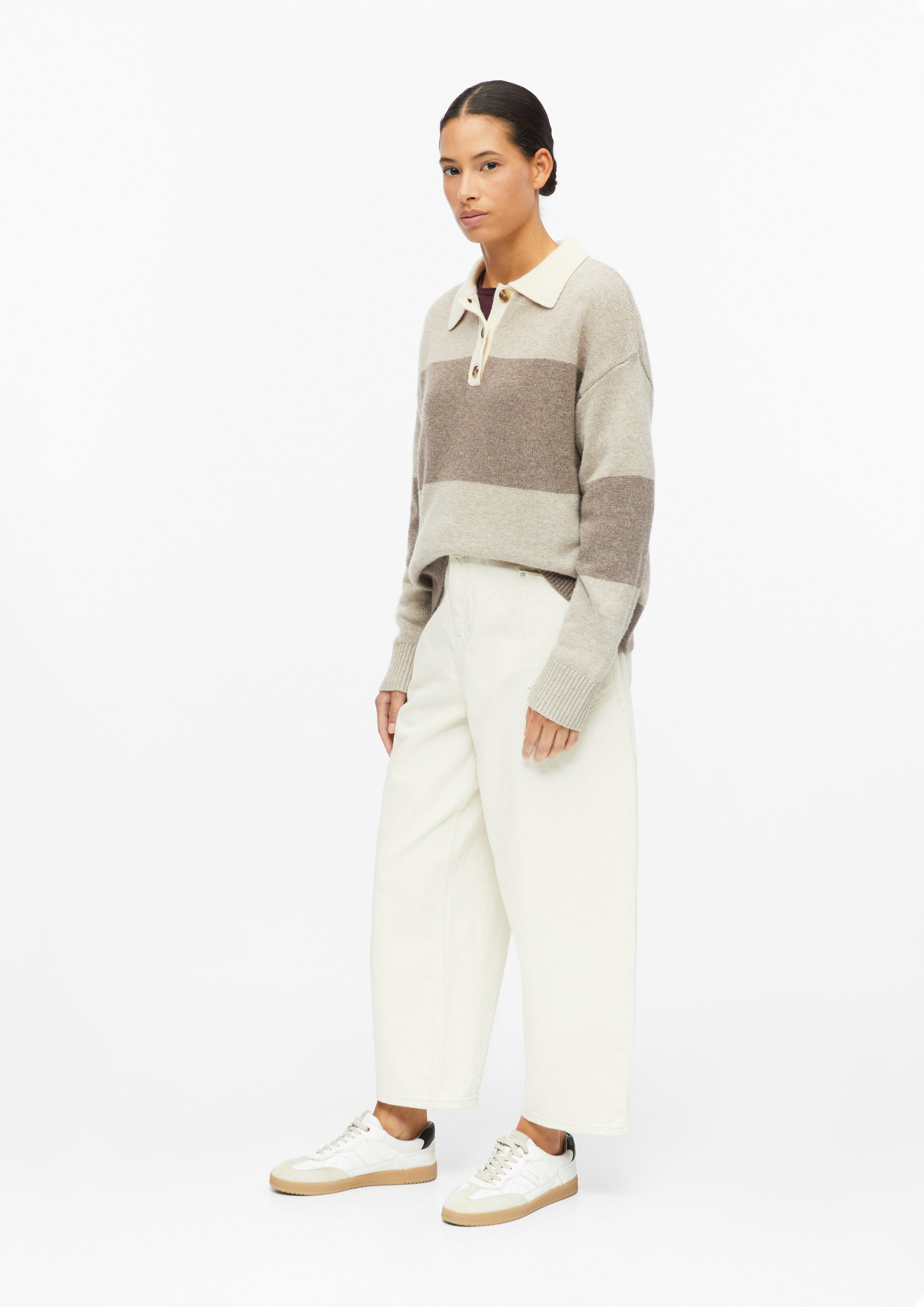 Women Knit Sweater with a Polo Collar in beige by s.Oliver