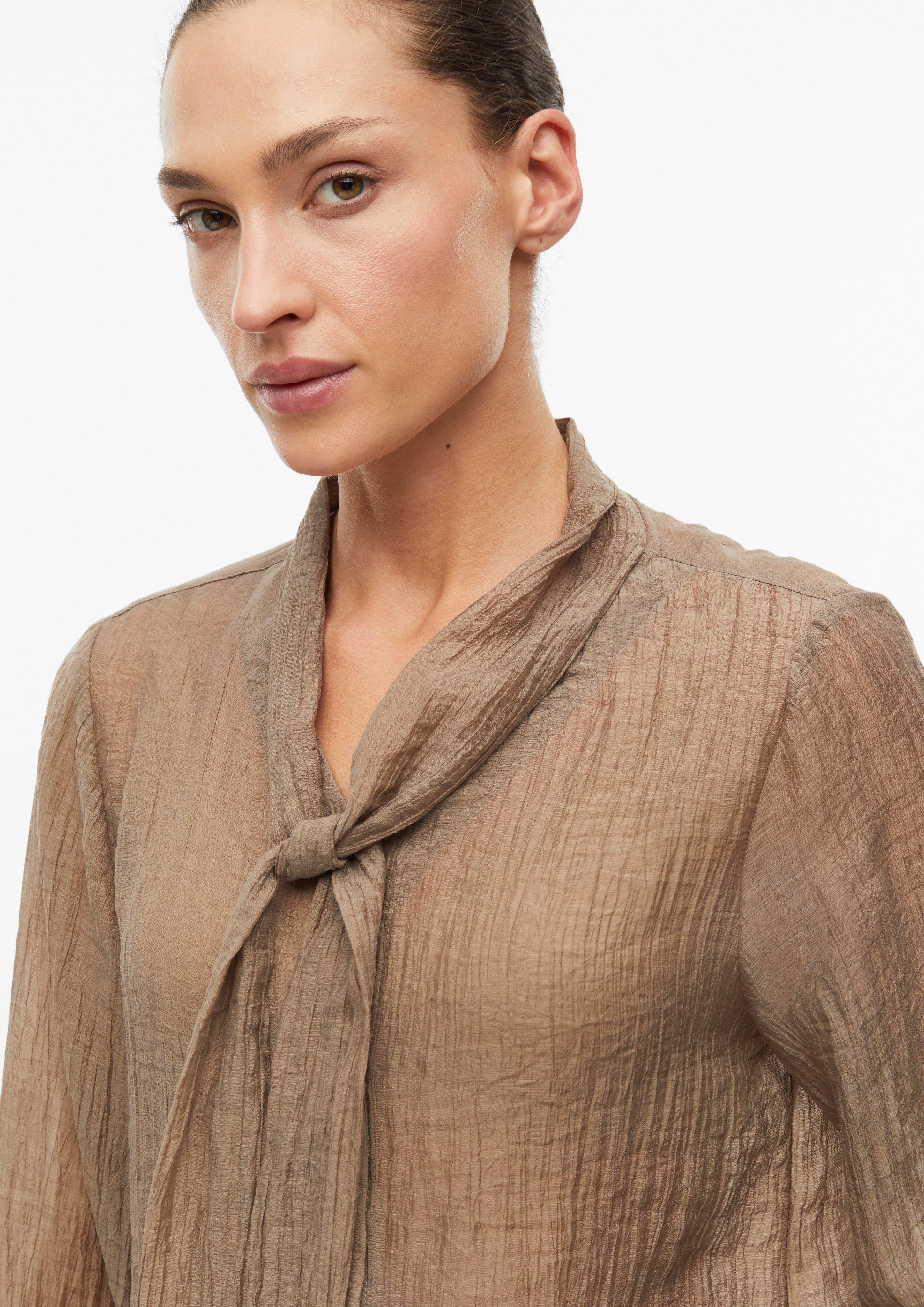 Femmes Chemisier à col nœud et effet transparent en brun de s.Oliver BLACK LABEL