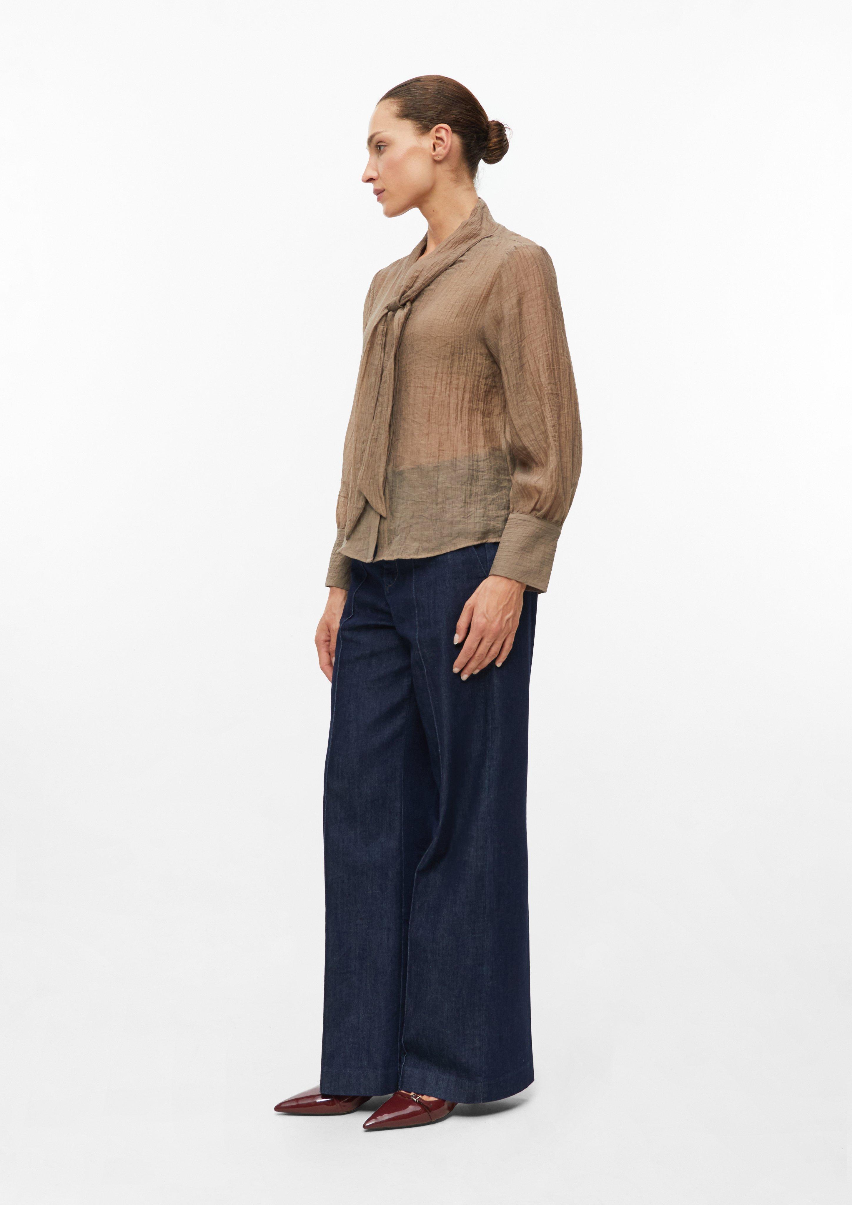 Femmes Chemisier à col nœud et effet transparent en brun de s.Oliver BLACK LABEL