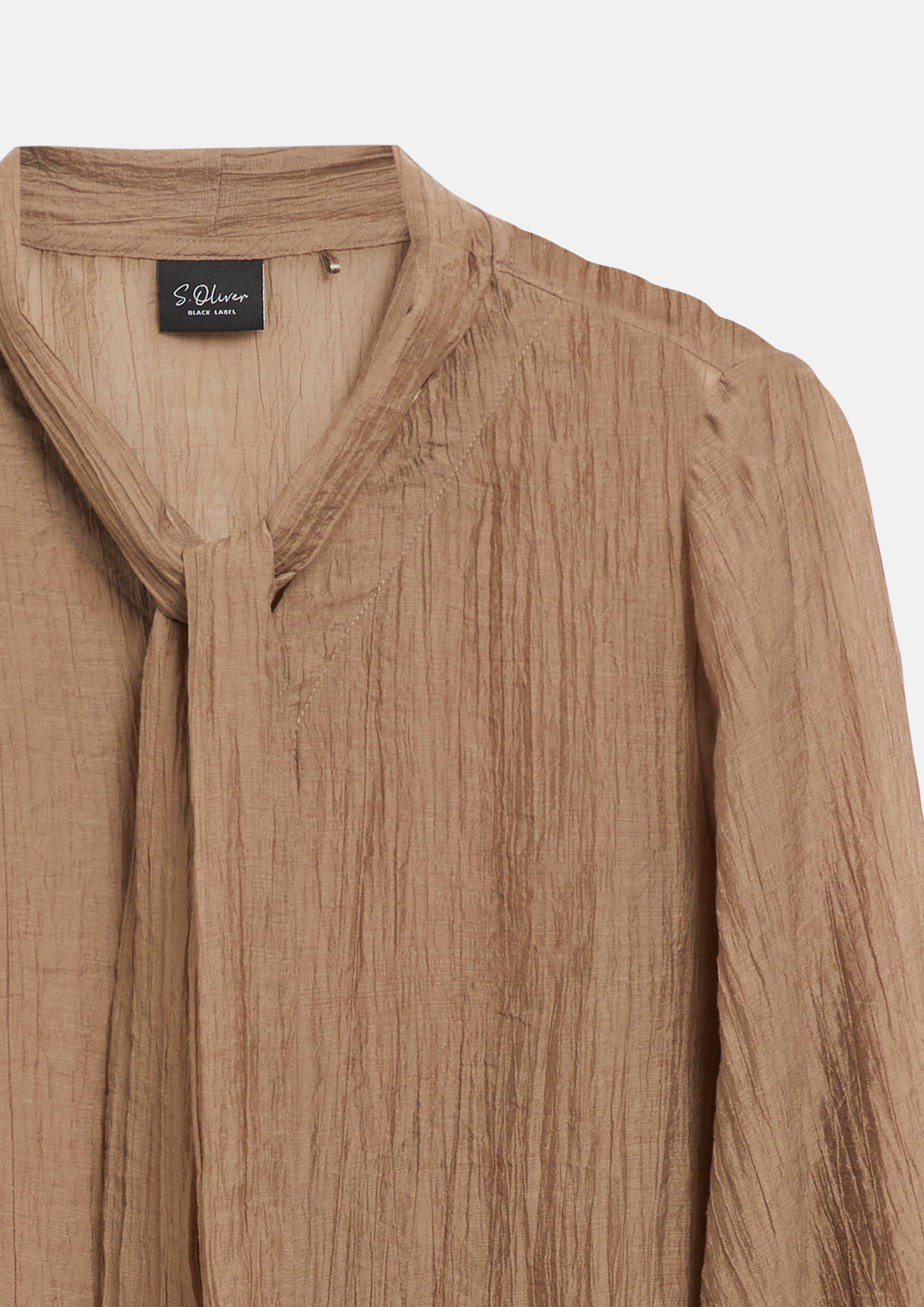 Damen Bluse mit Schluppen-Kragen und transparenter Optik in braun von s.Oliver BLACK LABEL