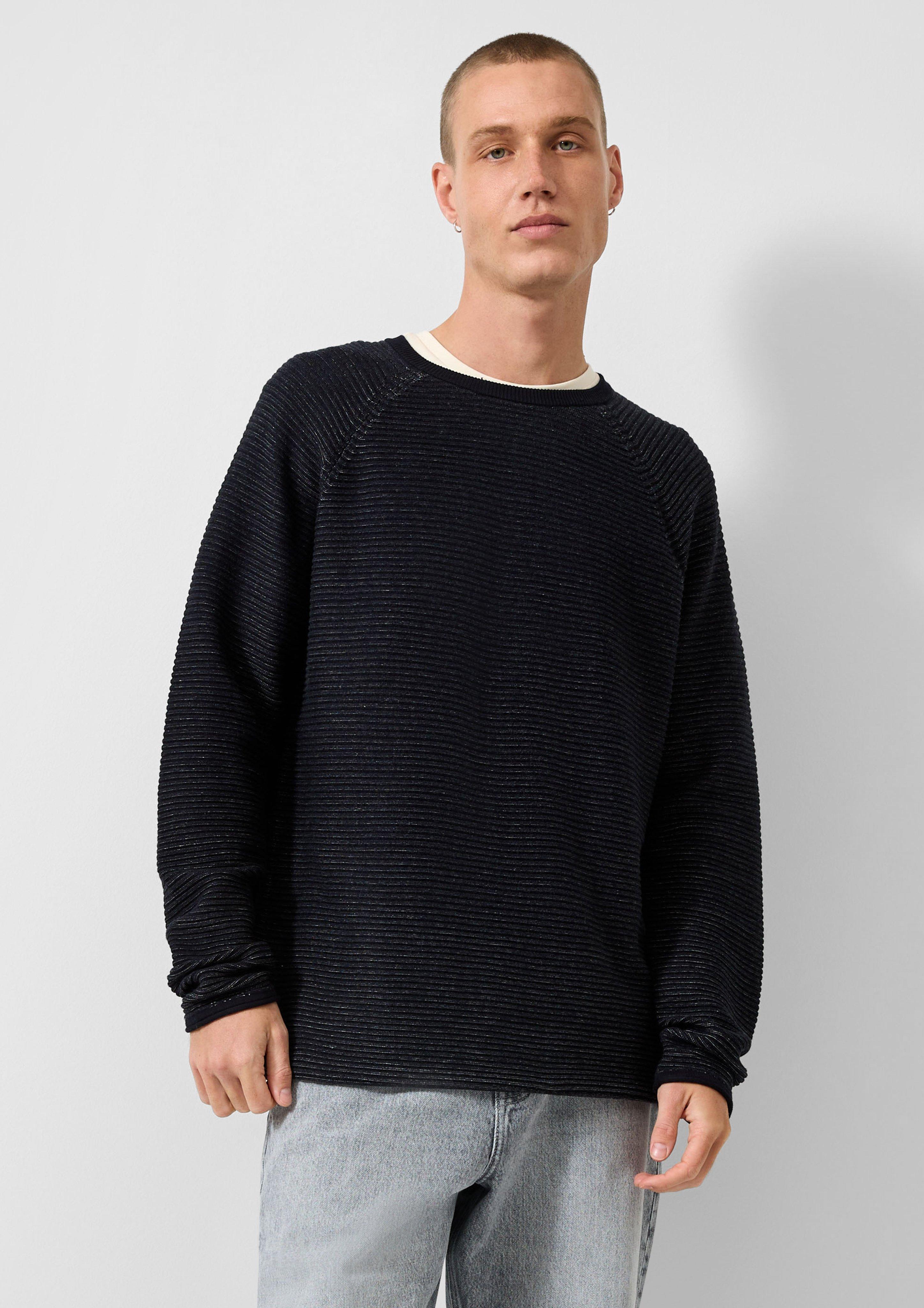 Hommes Pull en maille texturée en bleu de QS