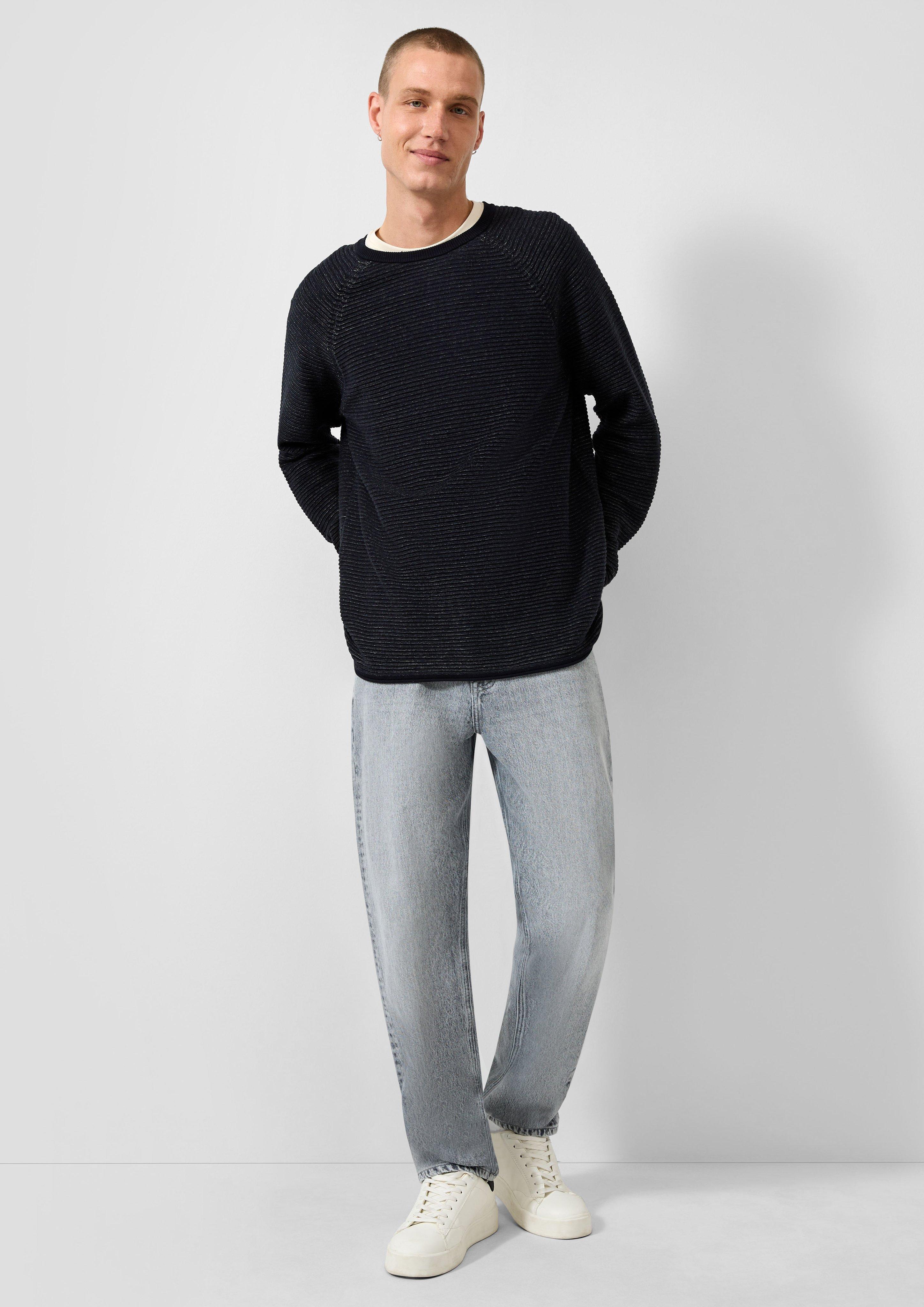 Hommes Pull en maille texturée en bleu de QS