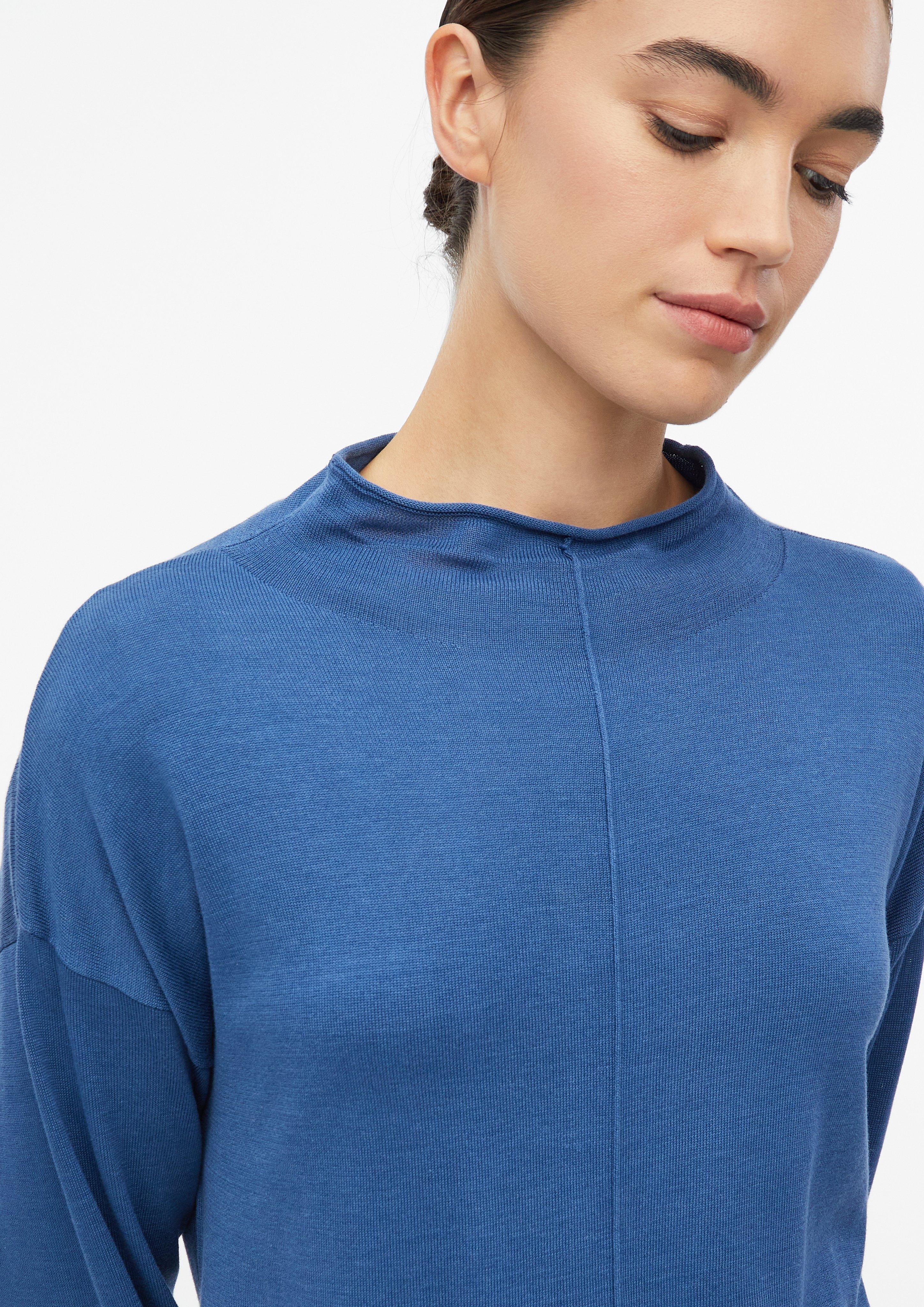 Women Fine-knit dress made of a viscose blend with a rolled hem in blue by s.Oliver