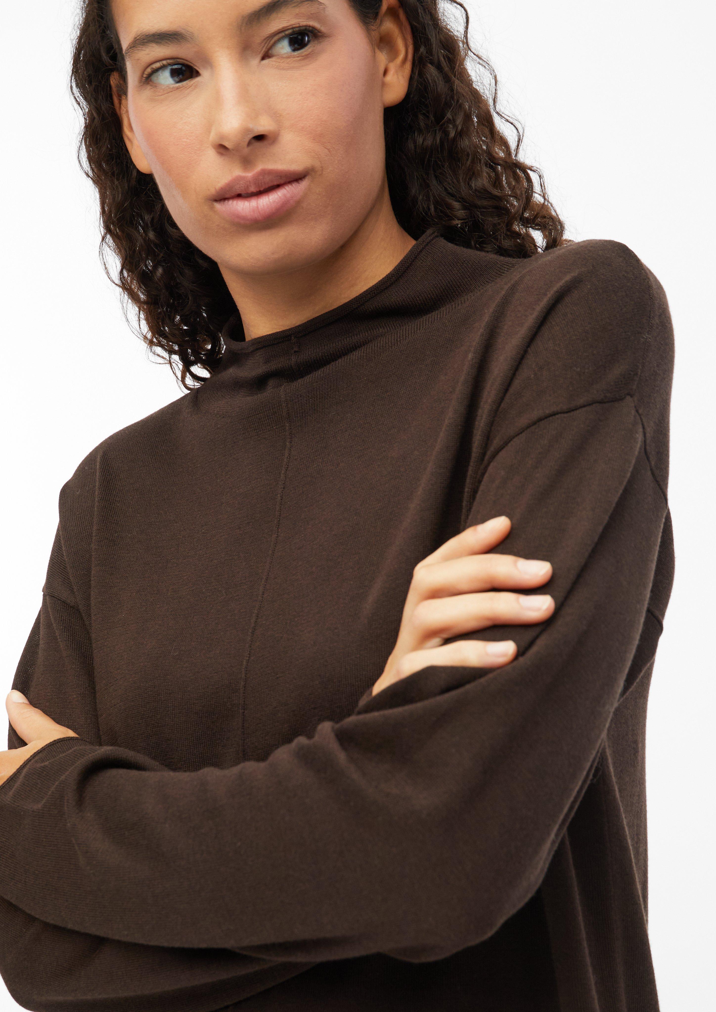 Femmes Robe en maille fine en mélange de viscose avec ourlet roulé en brun de s.Oliver
