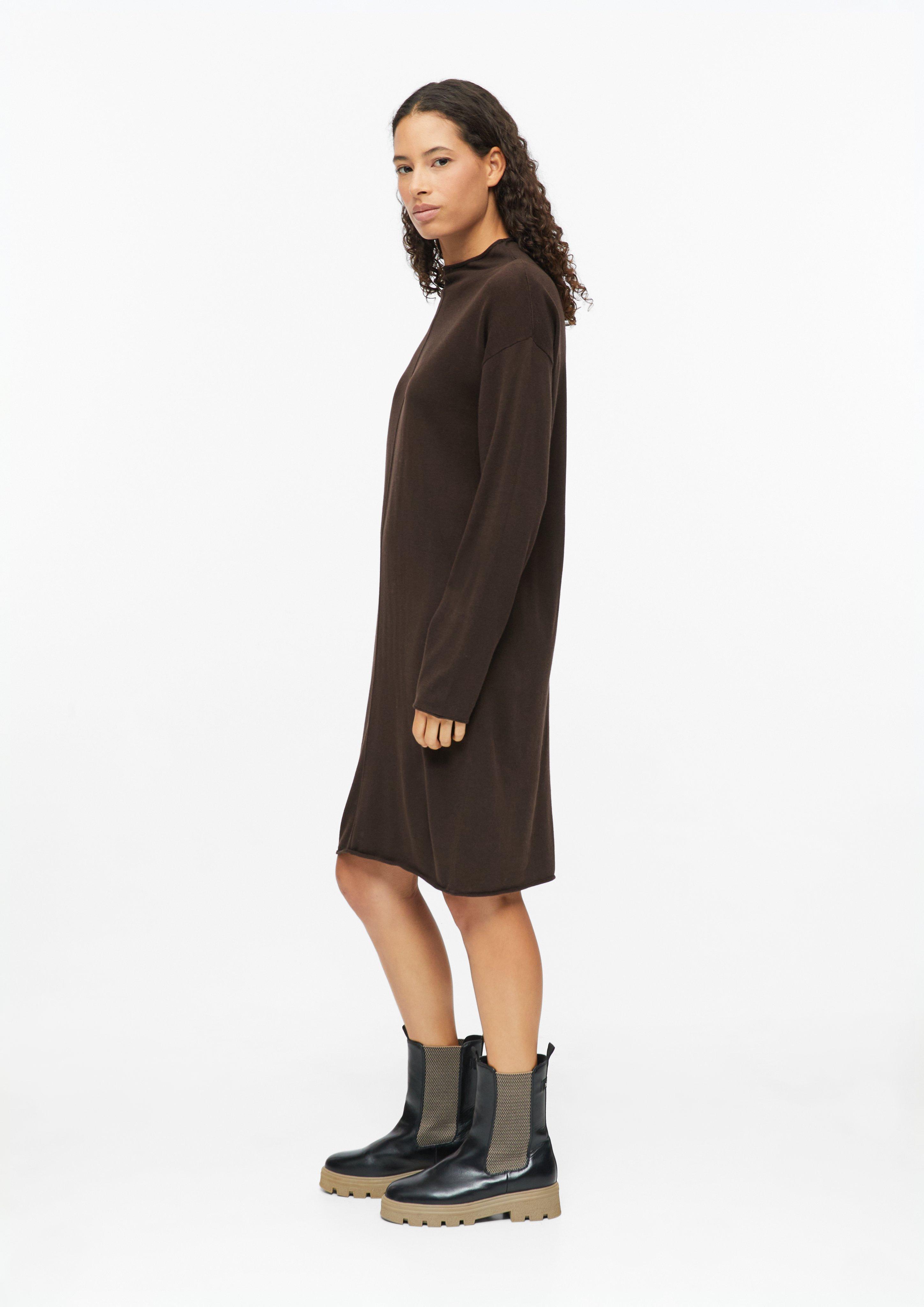 Femmes Robe en maille fine en mélange de viscose avec ourlet roulé en brun de s.Oliver