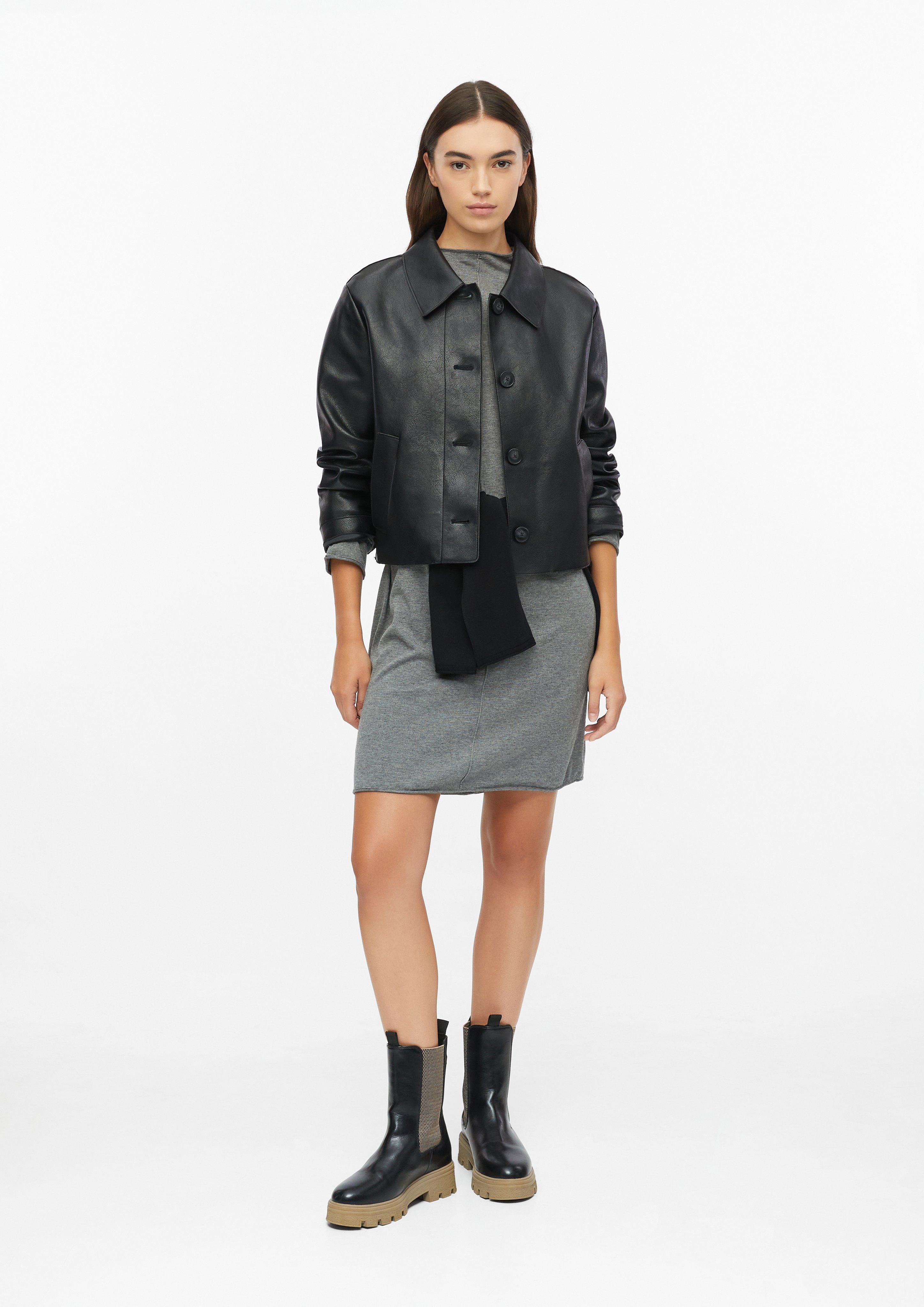 Women Fine-knit dress made of a viscose blend with a rolled hem in grey by s.Oliver