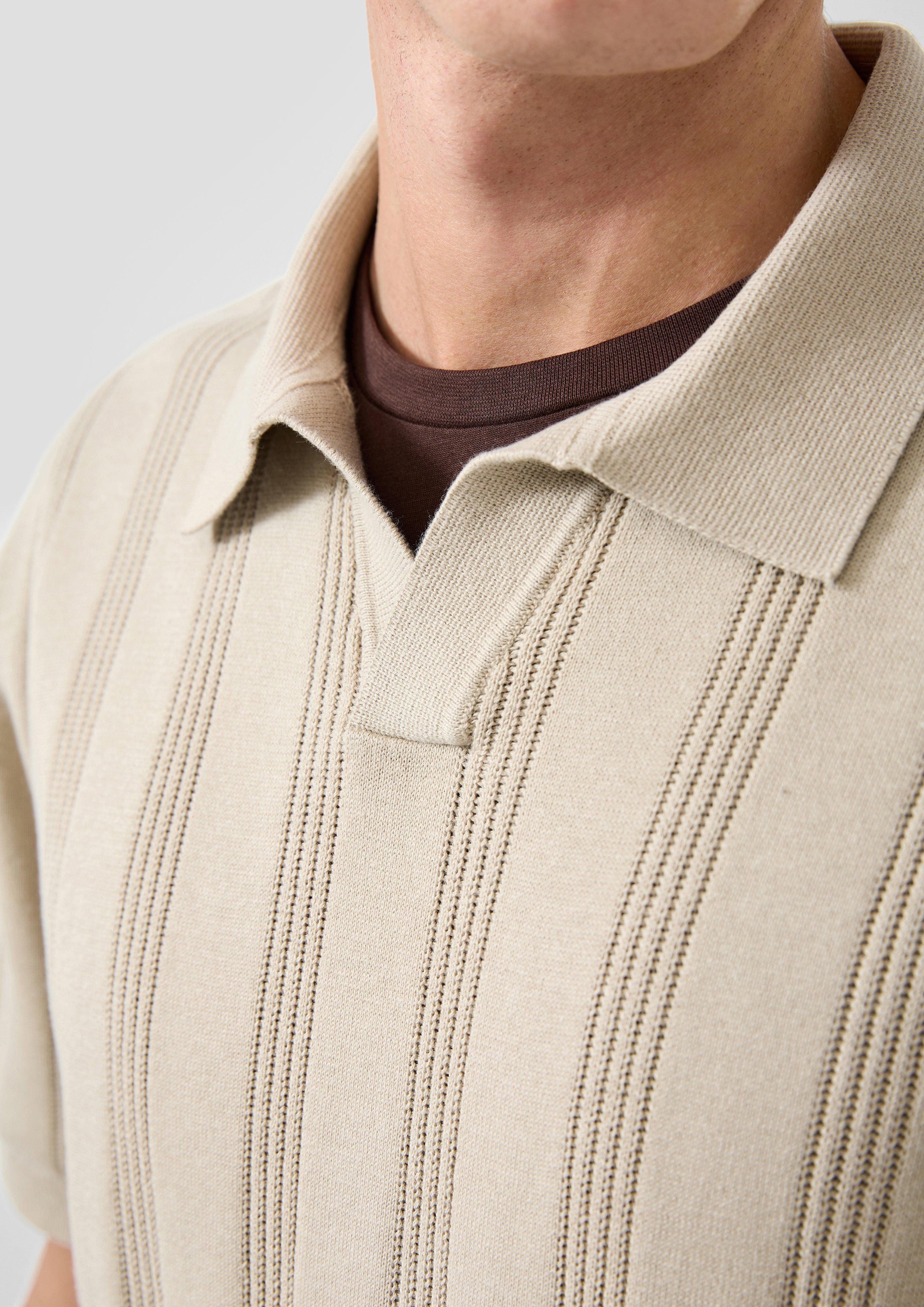 Men Polo Shirt in beige by QS