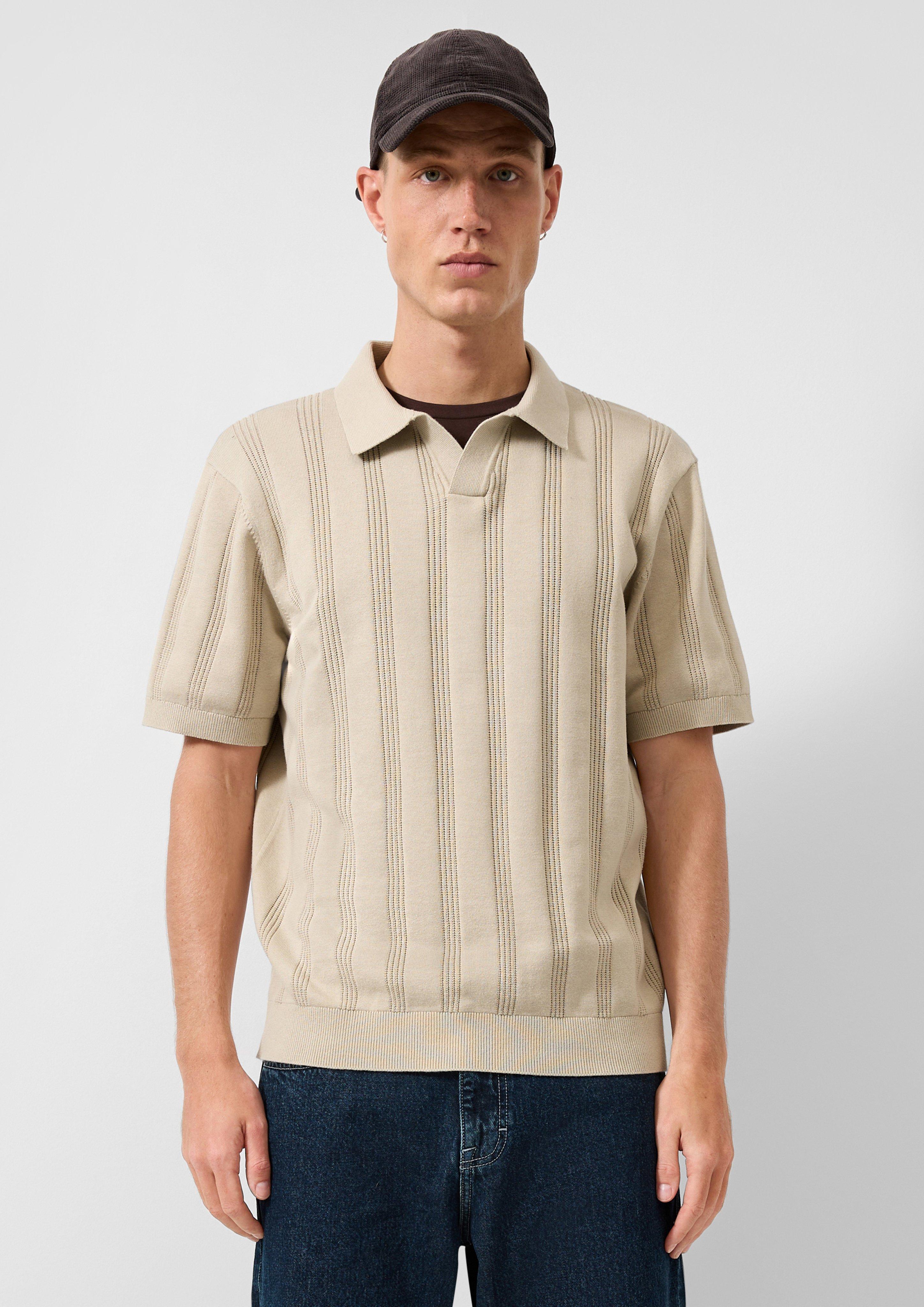 Men Polo Shirt in beige by QS