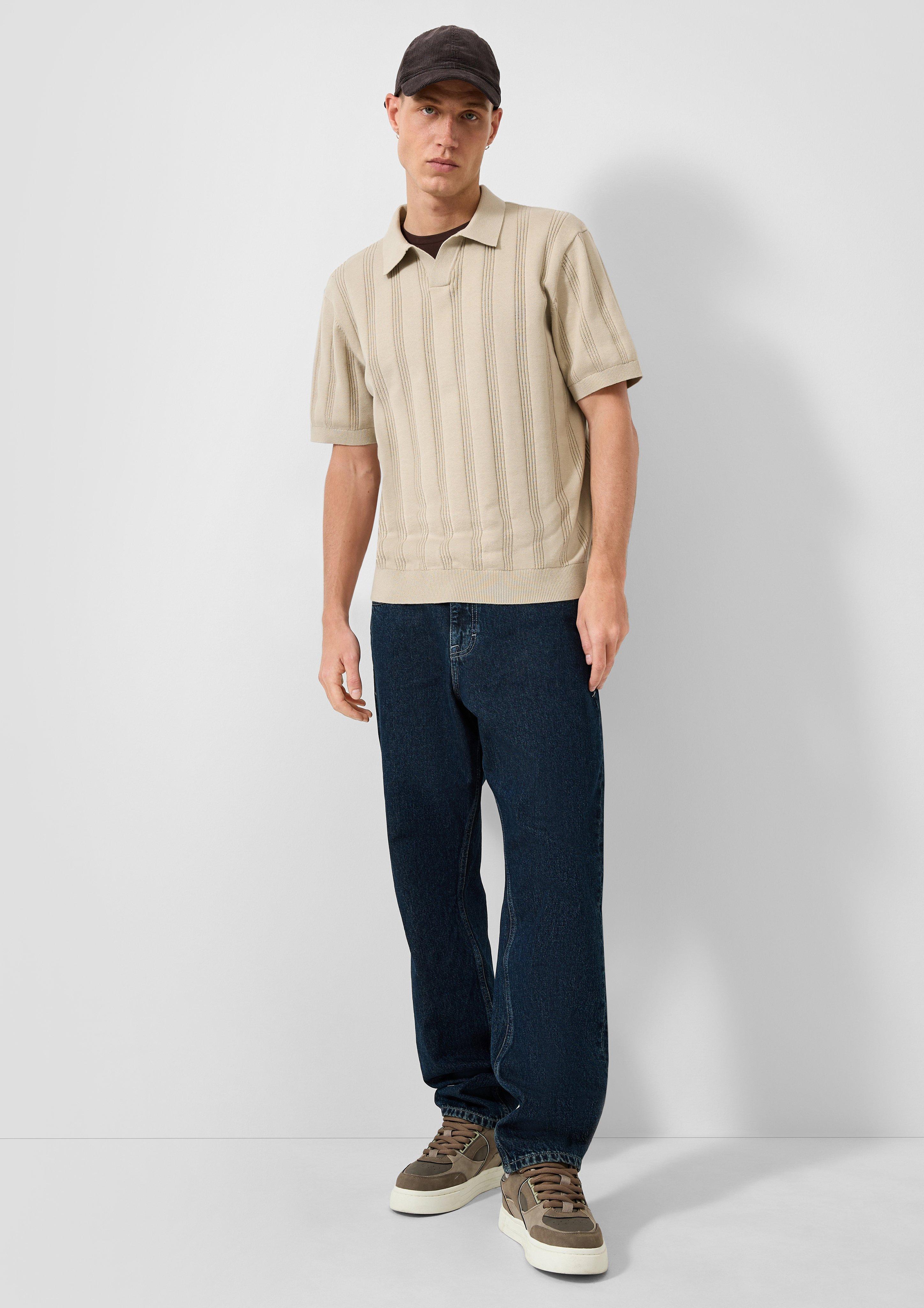 Men Polo Shirt in beige by QS