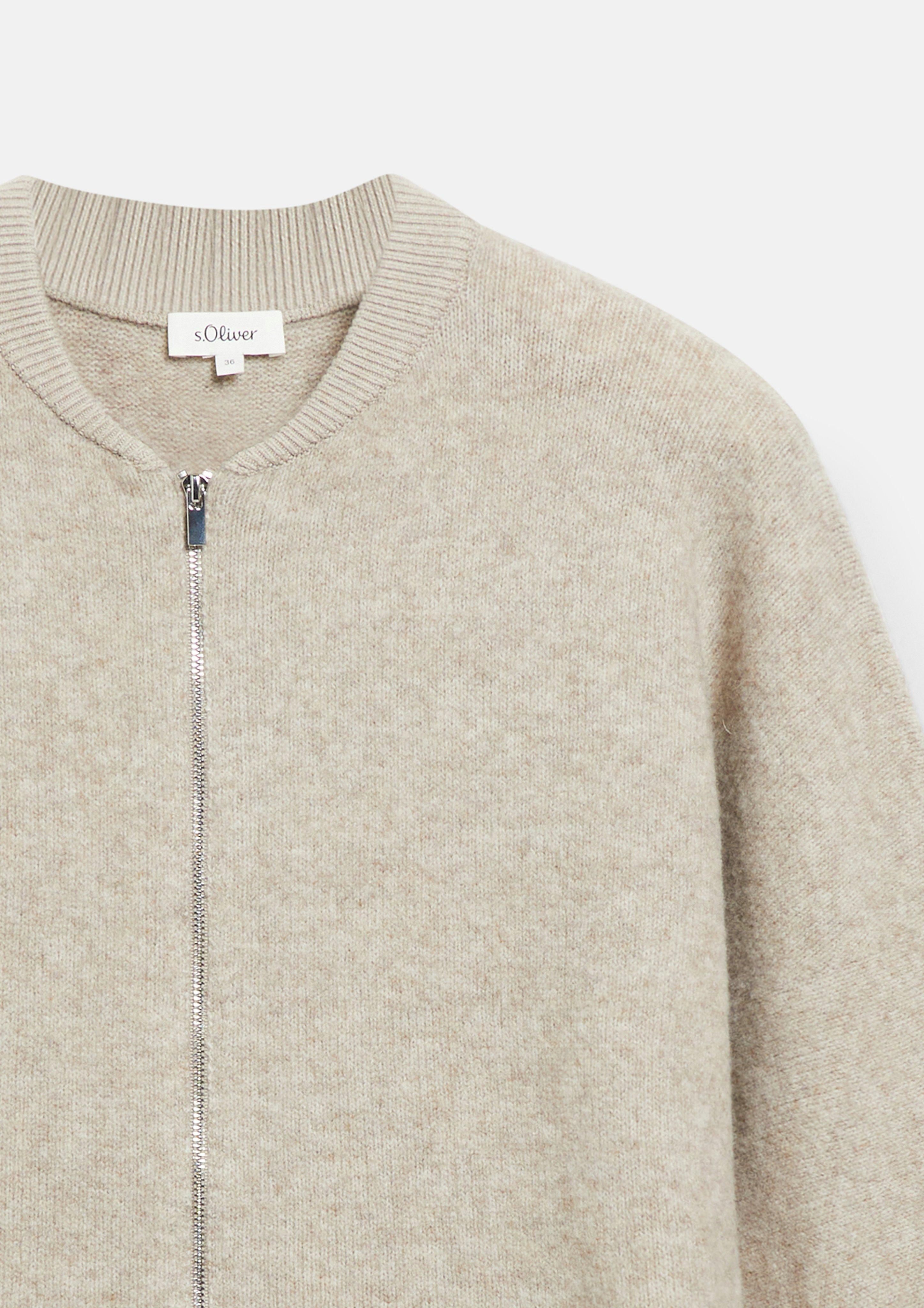 Femmes Cardigan en laine mélangée, coupe décontractée en beige de s.Oliver
