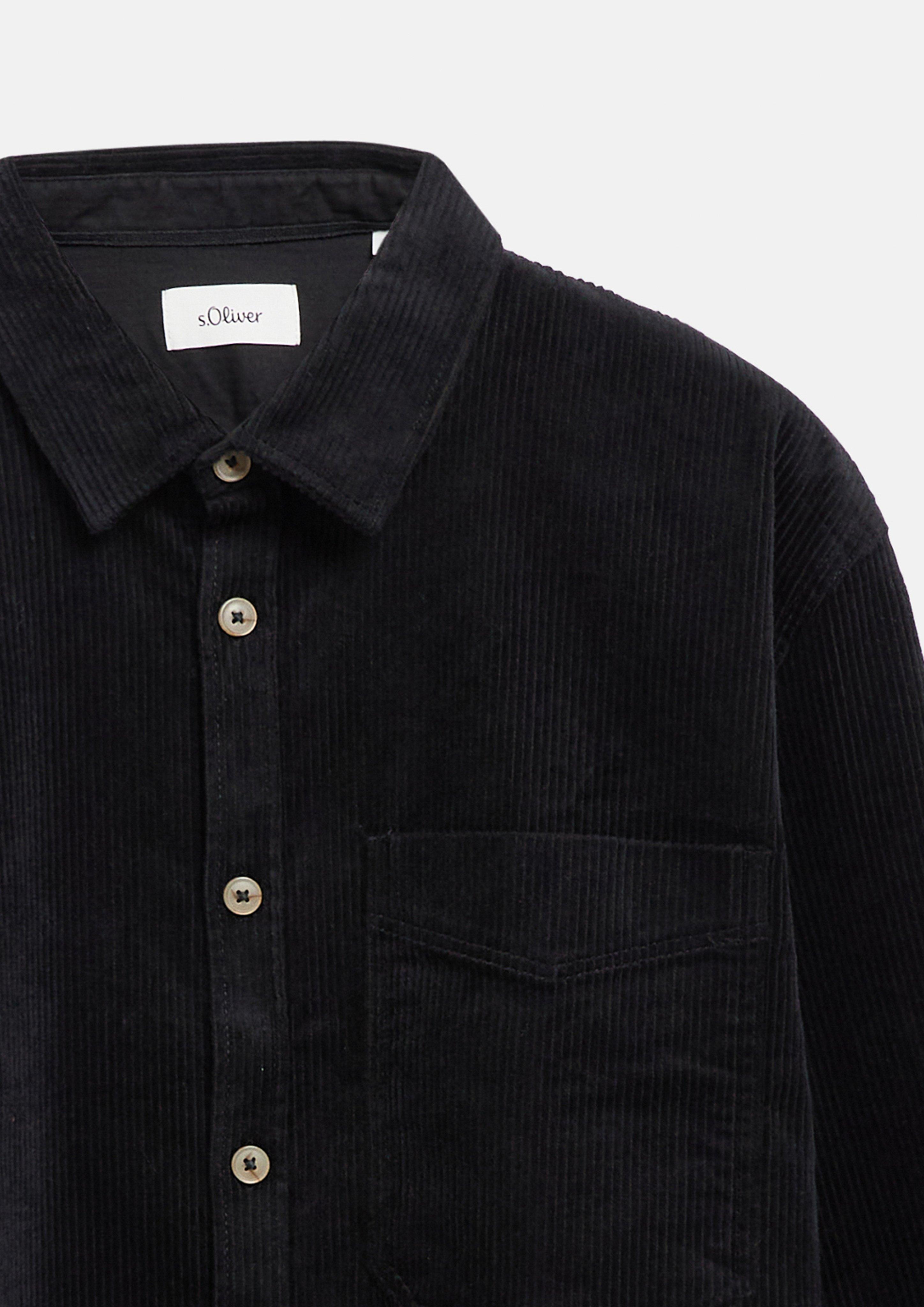 Men Casual corduroy overshirt made of stretch cotton in black by s.Oliver