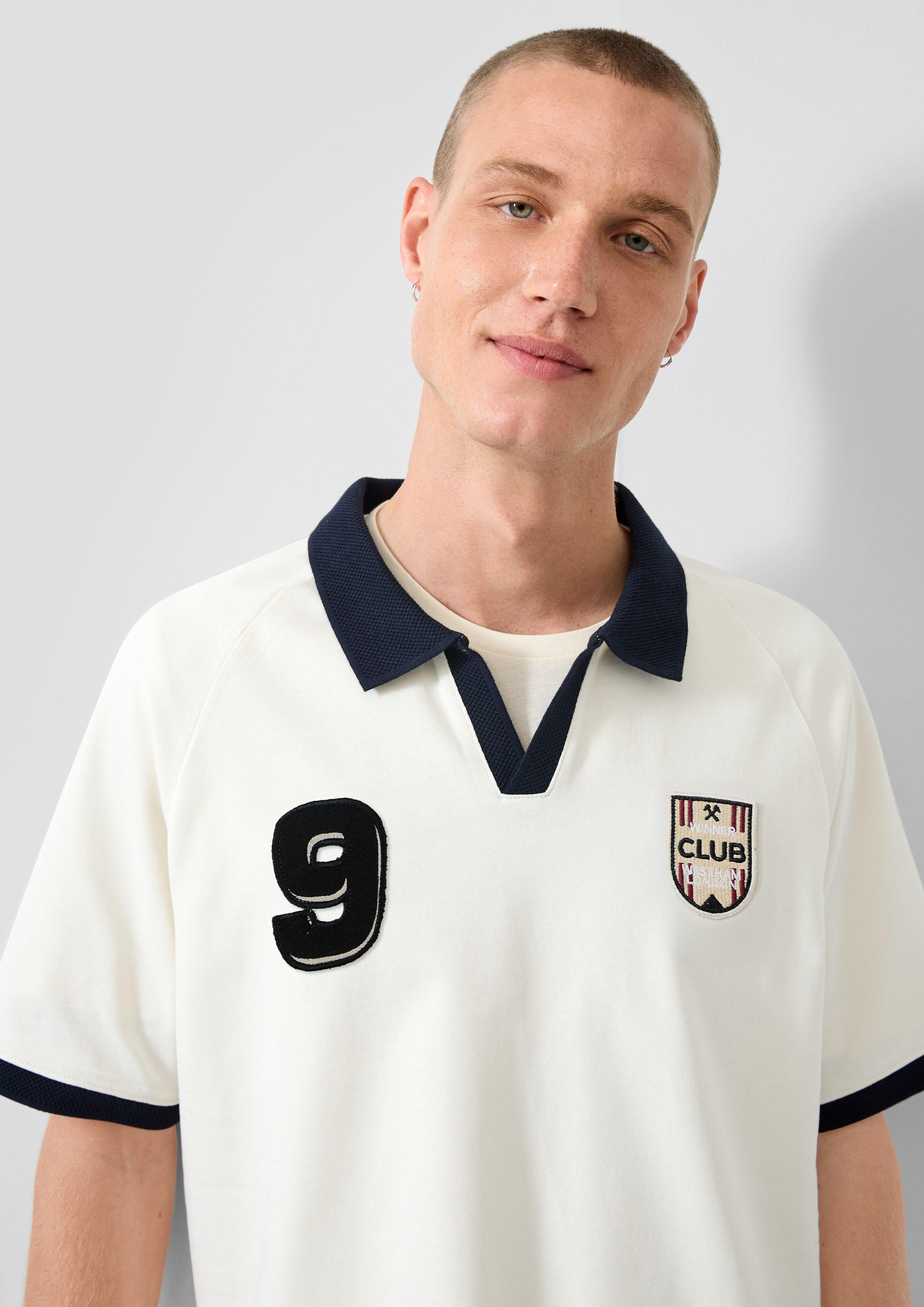 Herren Polo-Shirt im Relaxed Fit mit Artwork in creme von QS