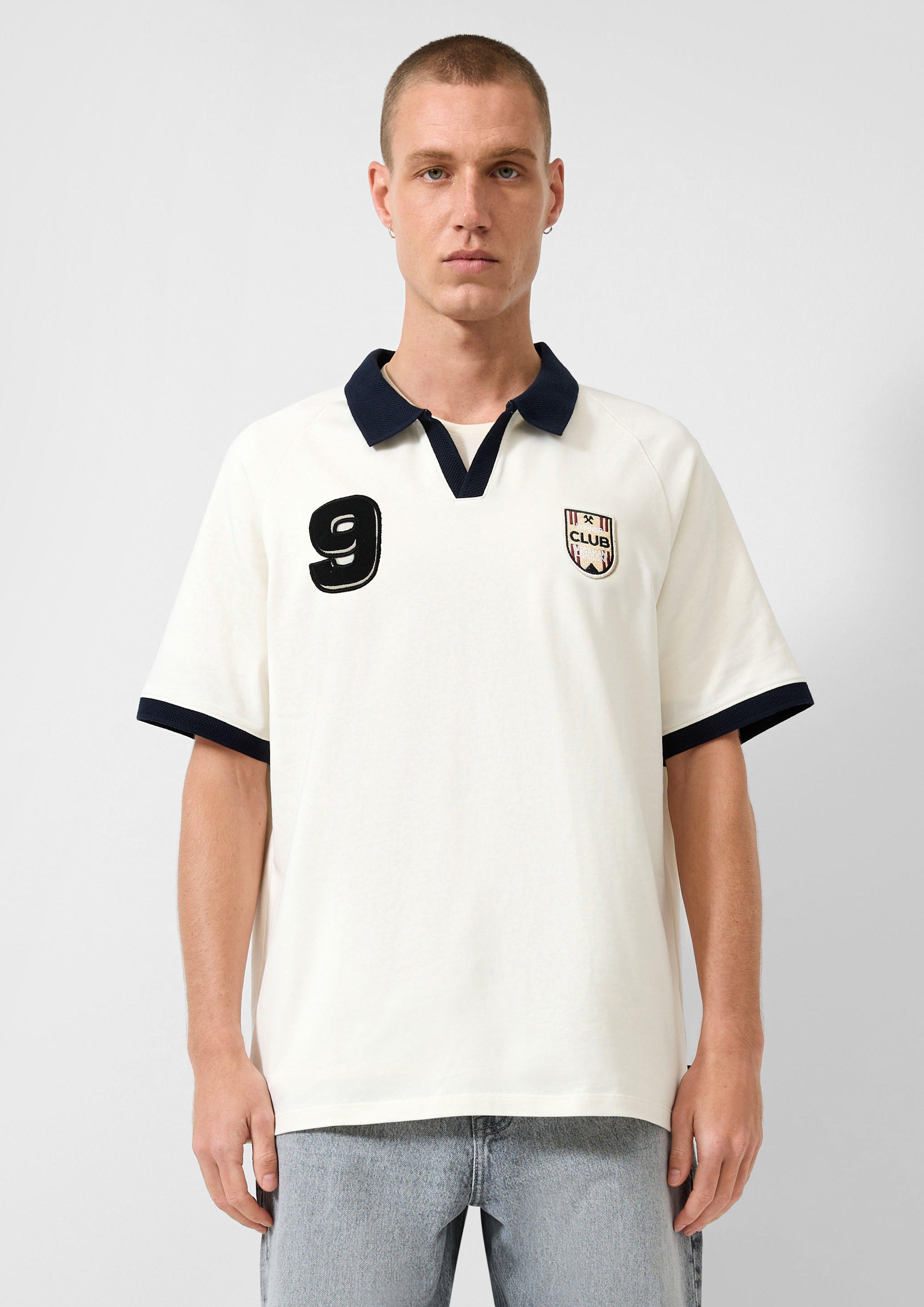 Polo-Shirt im Relaxed Fit mit Artwork in Farbe creme von QS