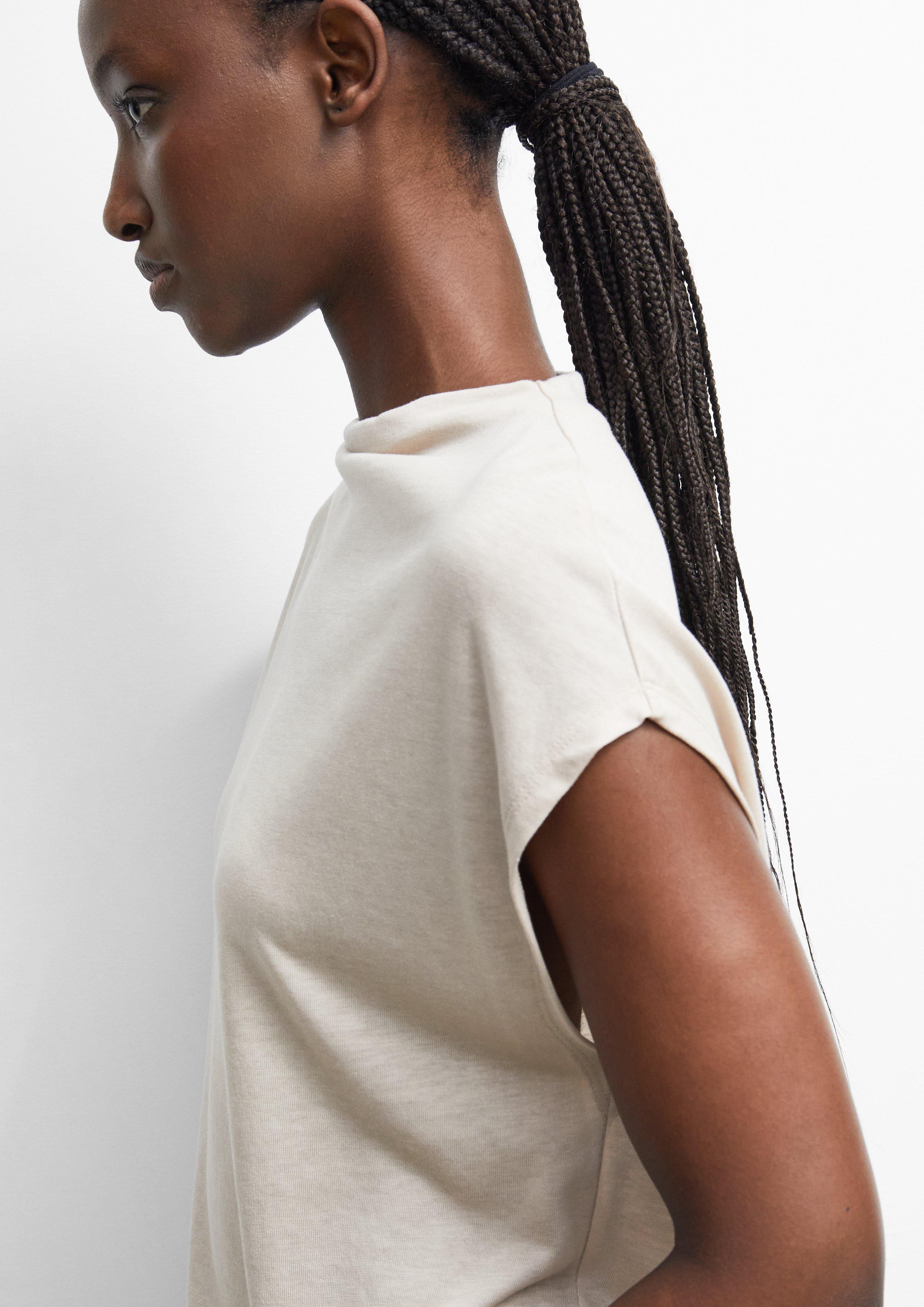 Femmes T-shirt fluide en mélange de lyocell en beige de comma