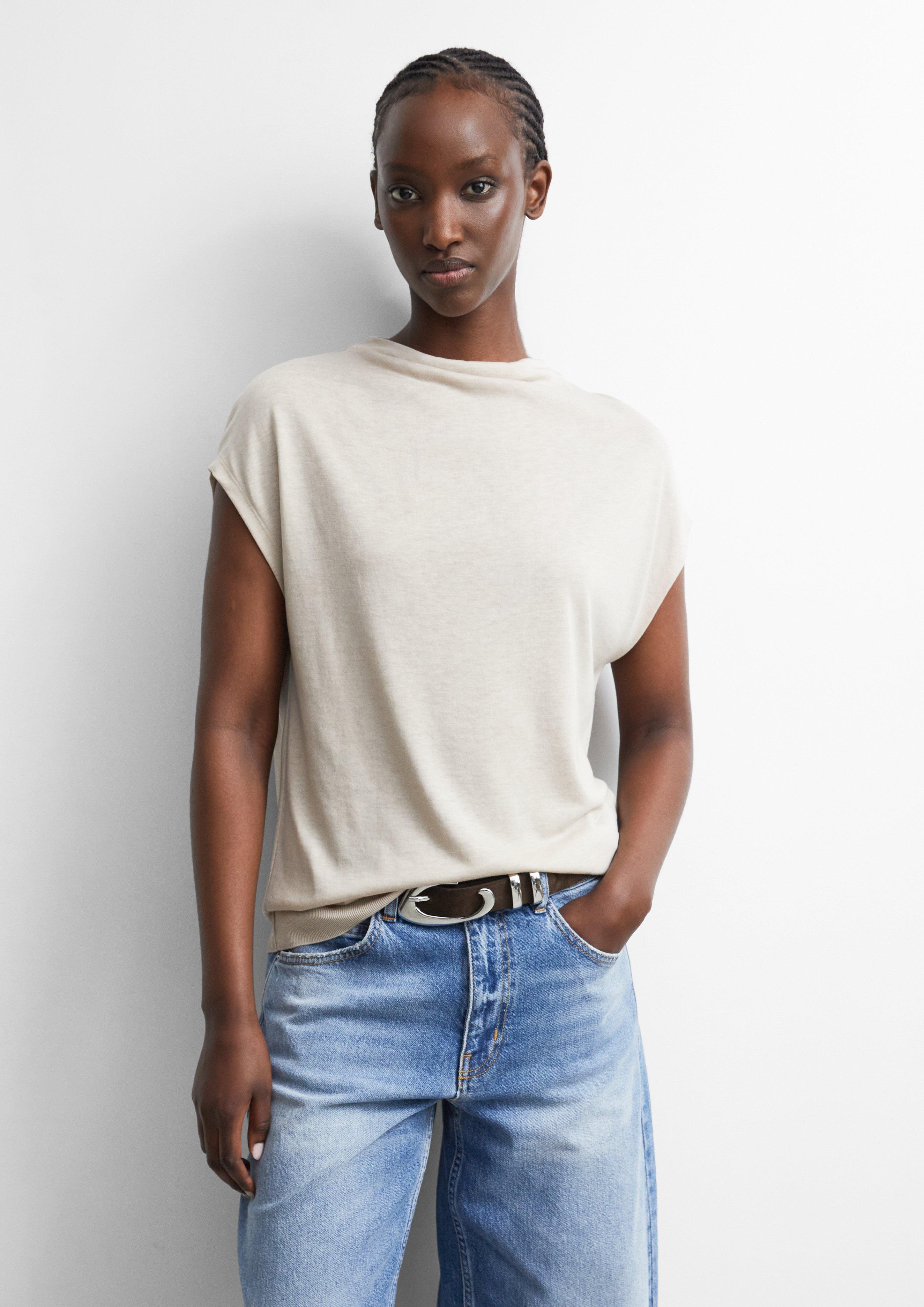 Fließendes Shirt aus Lyocellmix in beige von COMMA