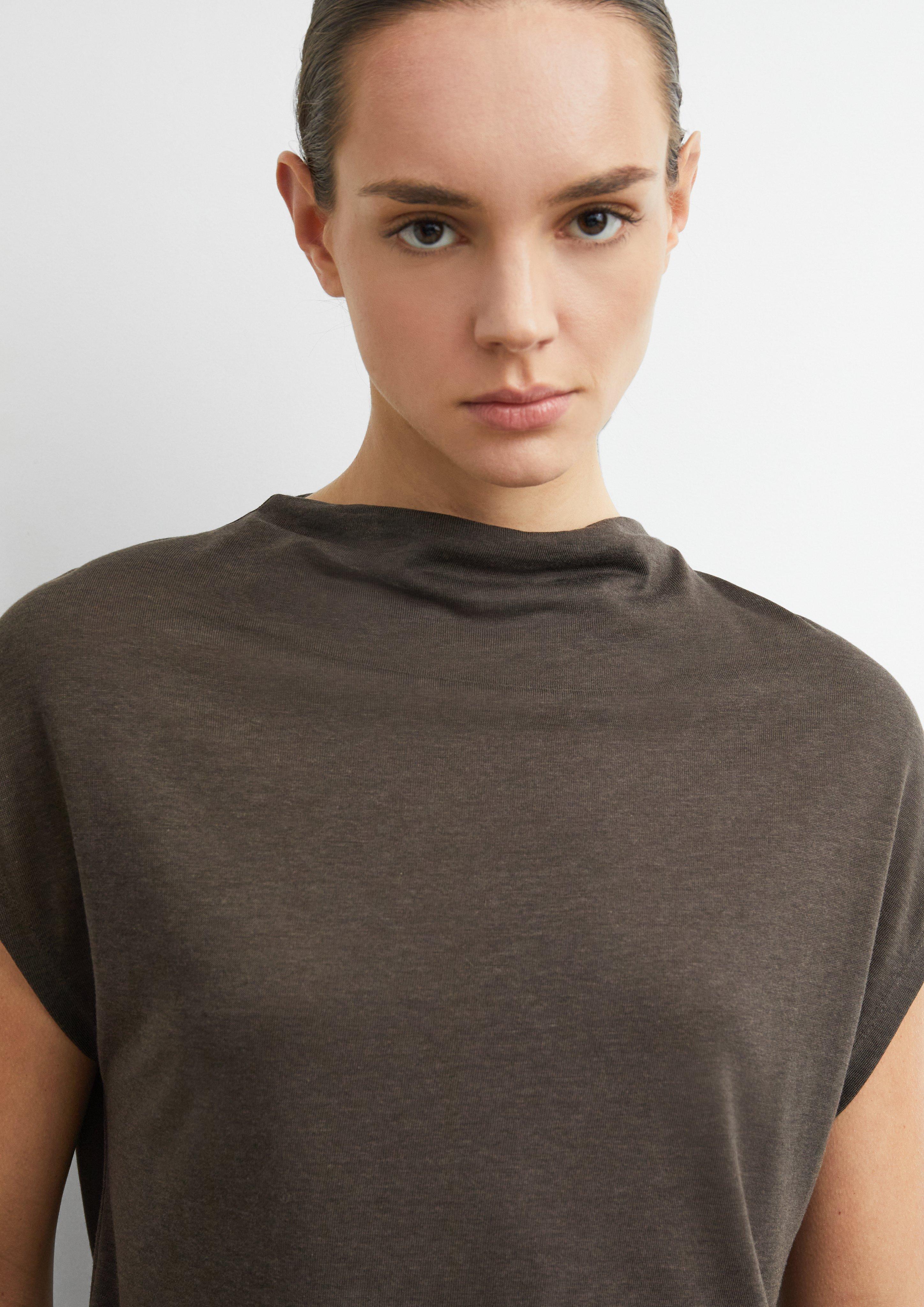 Flowy shirt made from a lyocell blend in brown by COMMA
