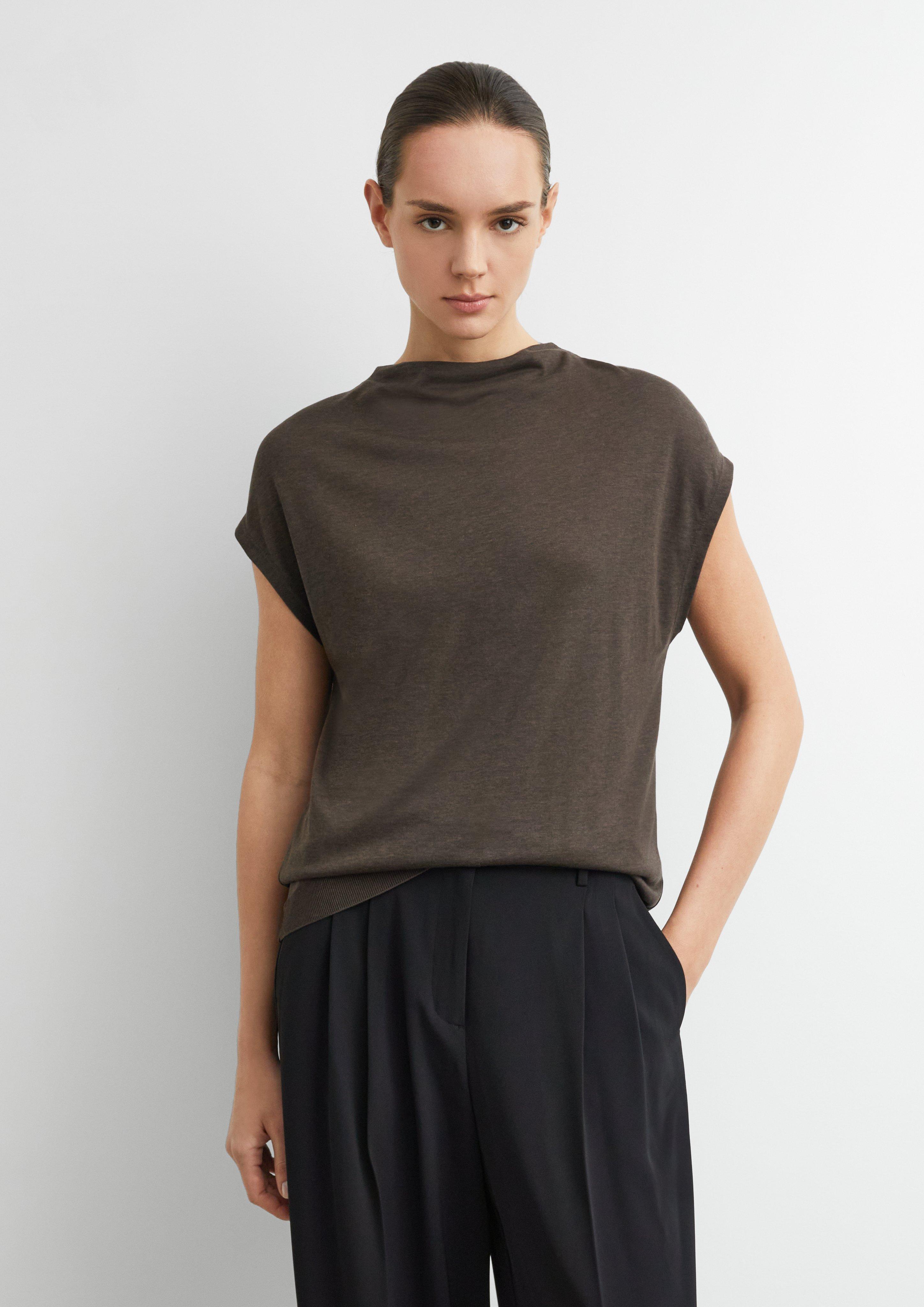 Fließendes Shirt aus Lyocellmix in dunkelbraun von COMMA