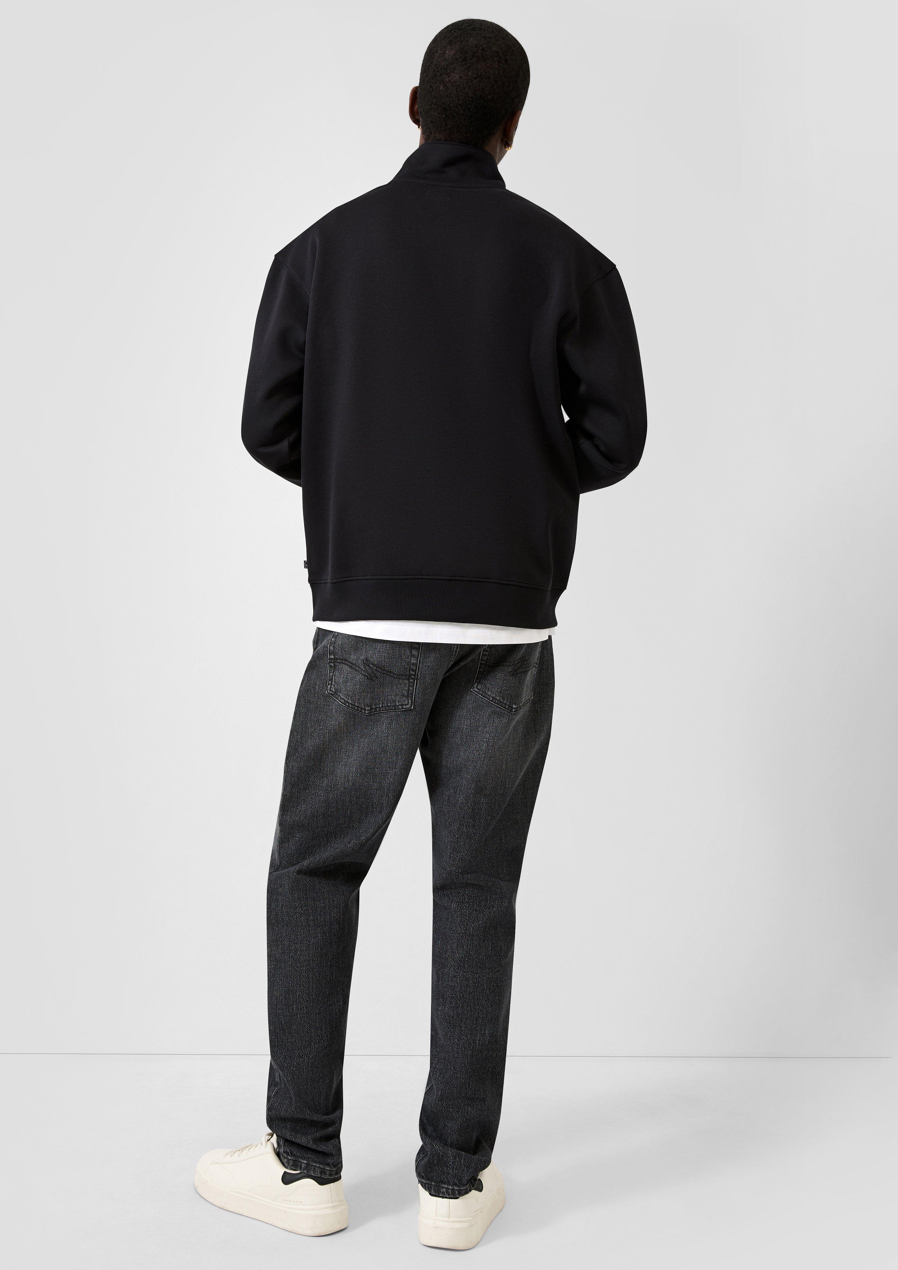 Hommes Sweat-shirt avec logo brodé en noir de QS