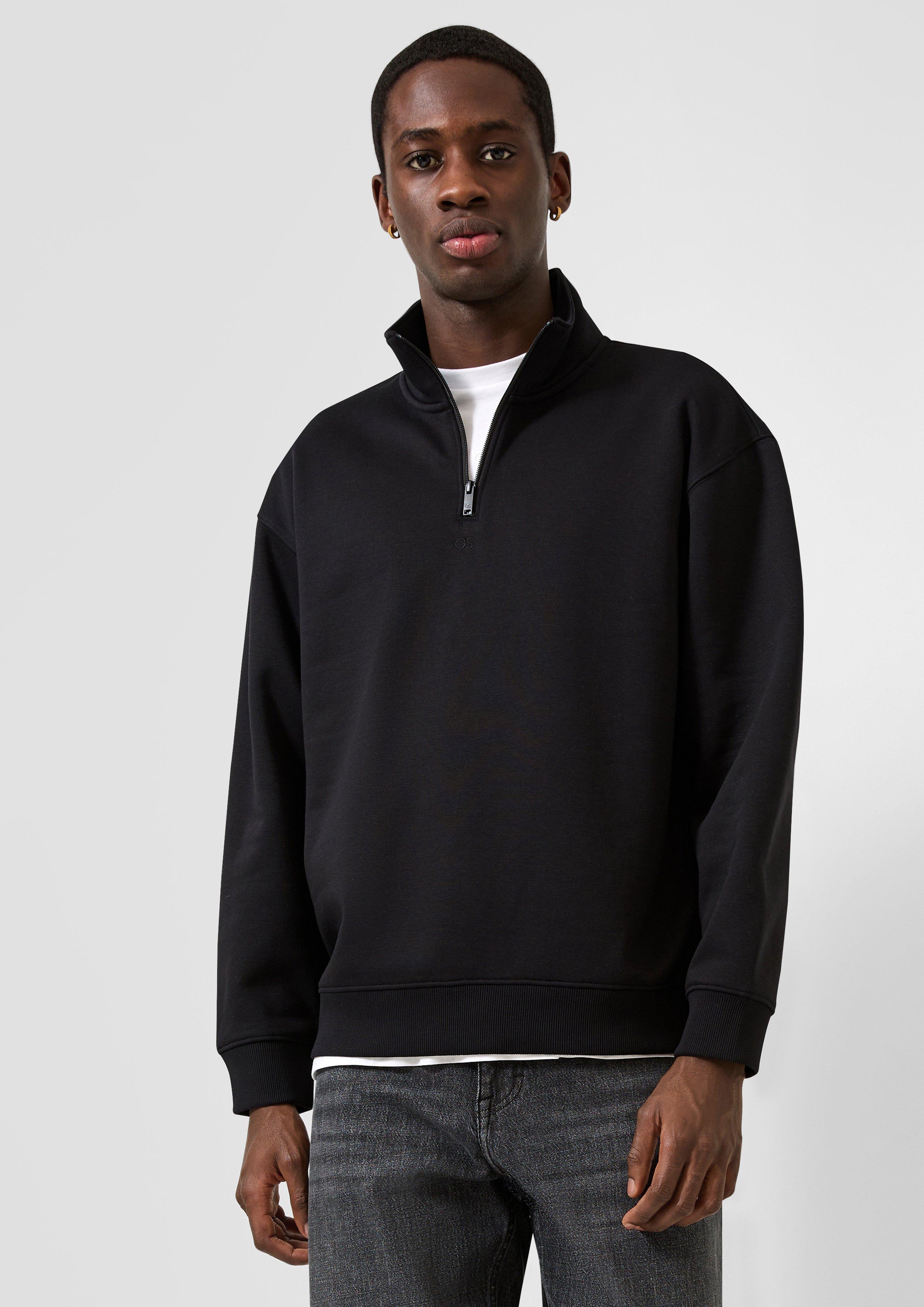 Hommes Sweat-shirt avec logo brodé en noir de QS