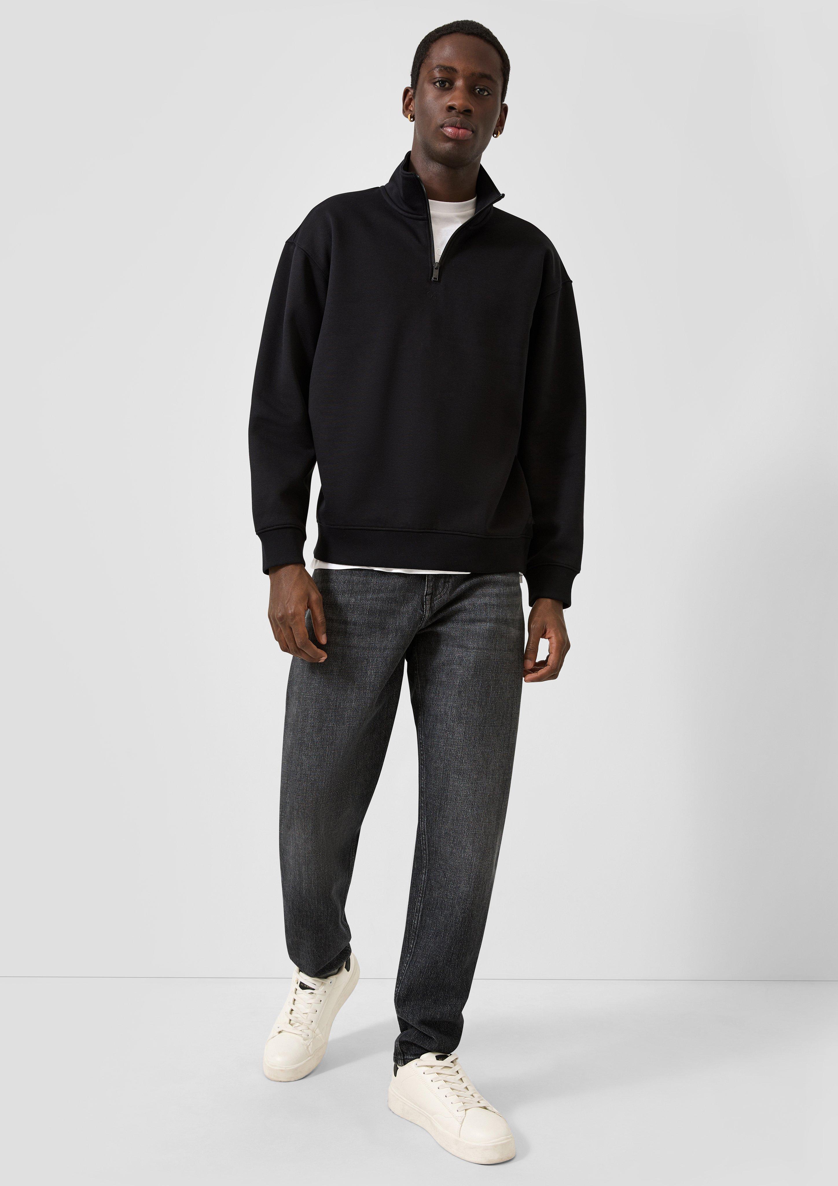 Hommes Sweat-shirt avec logo brodé en noir de QS