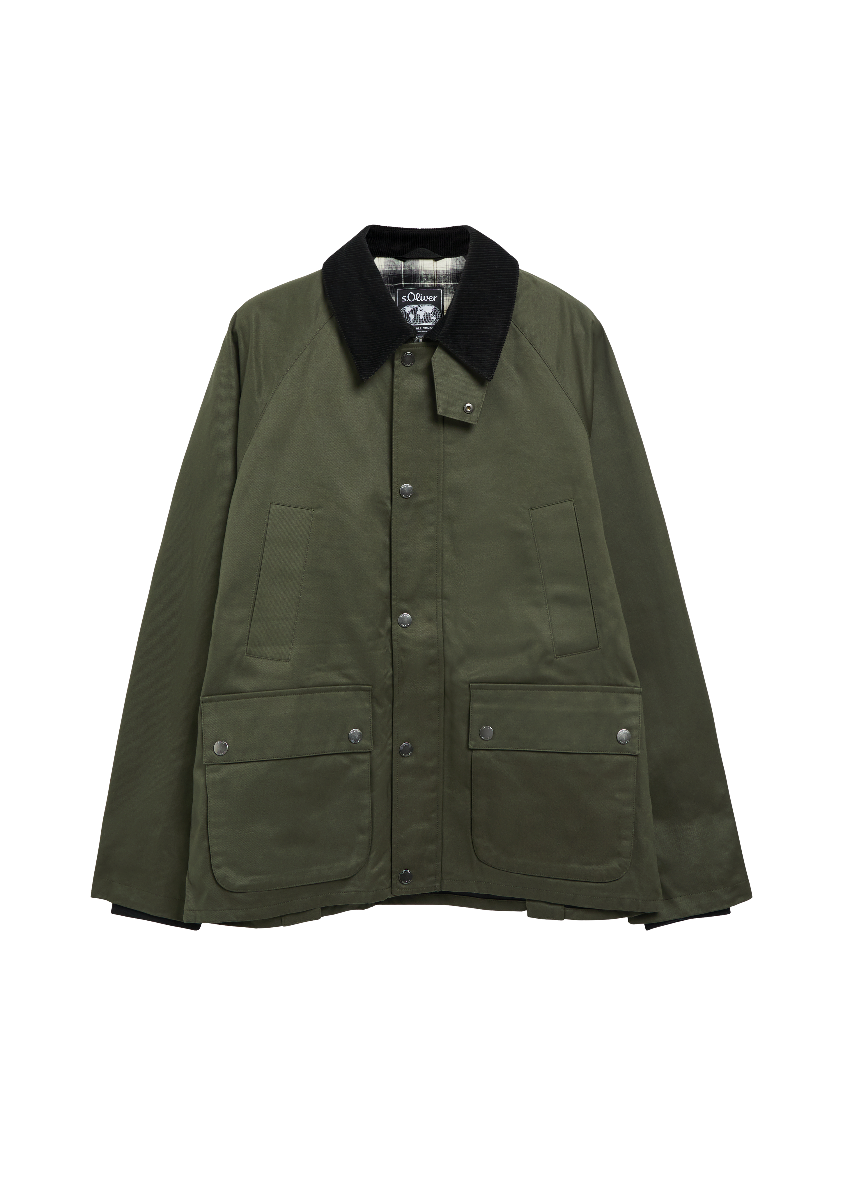 Gewaxte katoenen jas met corduroy kraag